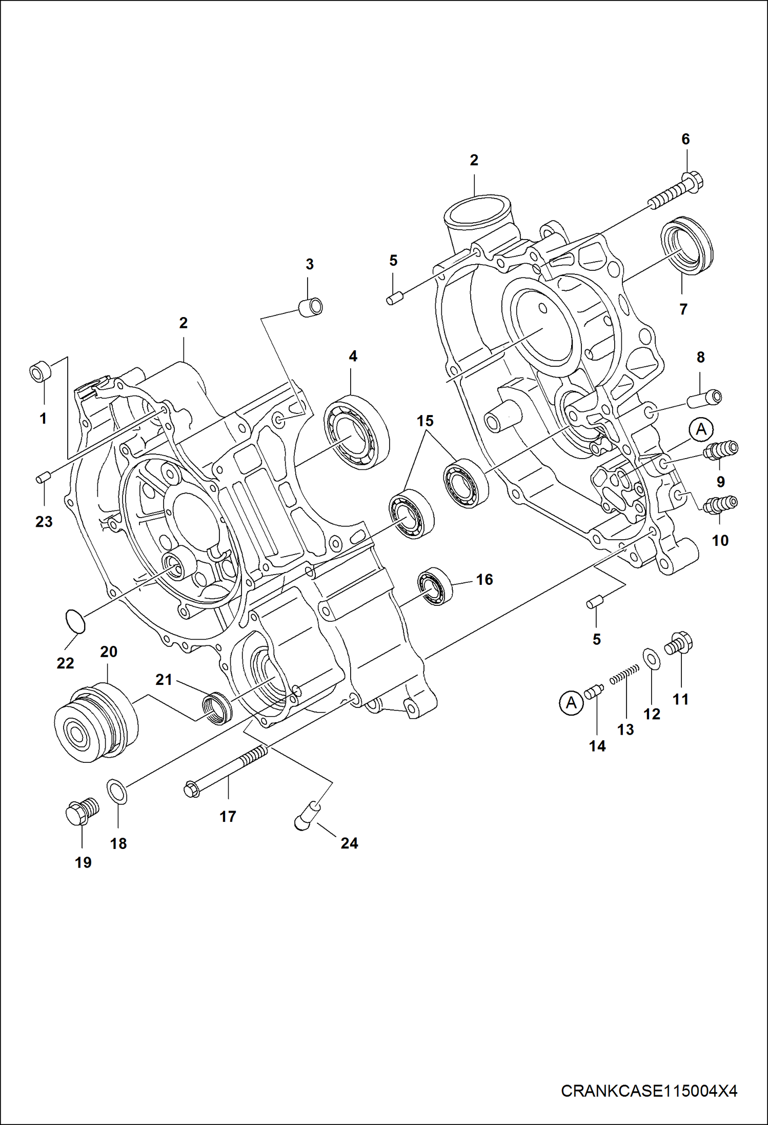 Схема запчастей Bobcat 3400 - ENGINE, CRANKCASE POWER UNIT