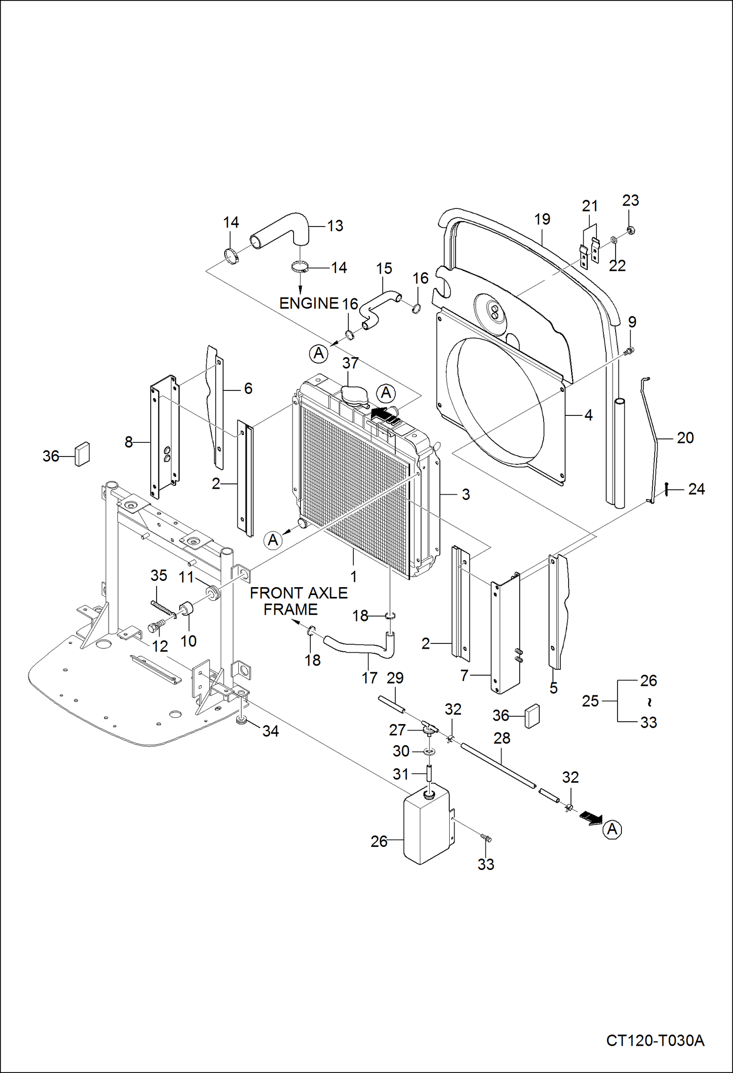 Схема запчастей Bobcat CT120 - RADIATOR GROUP ASSY POWER UNIT