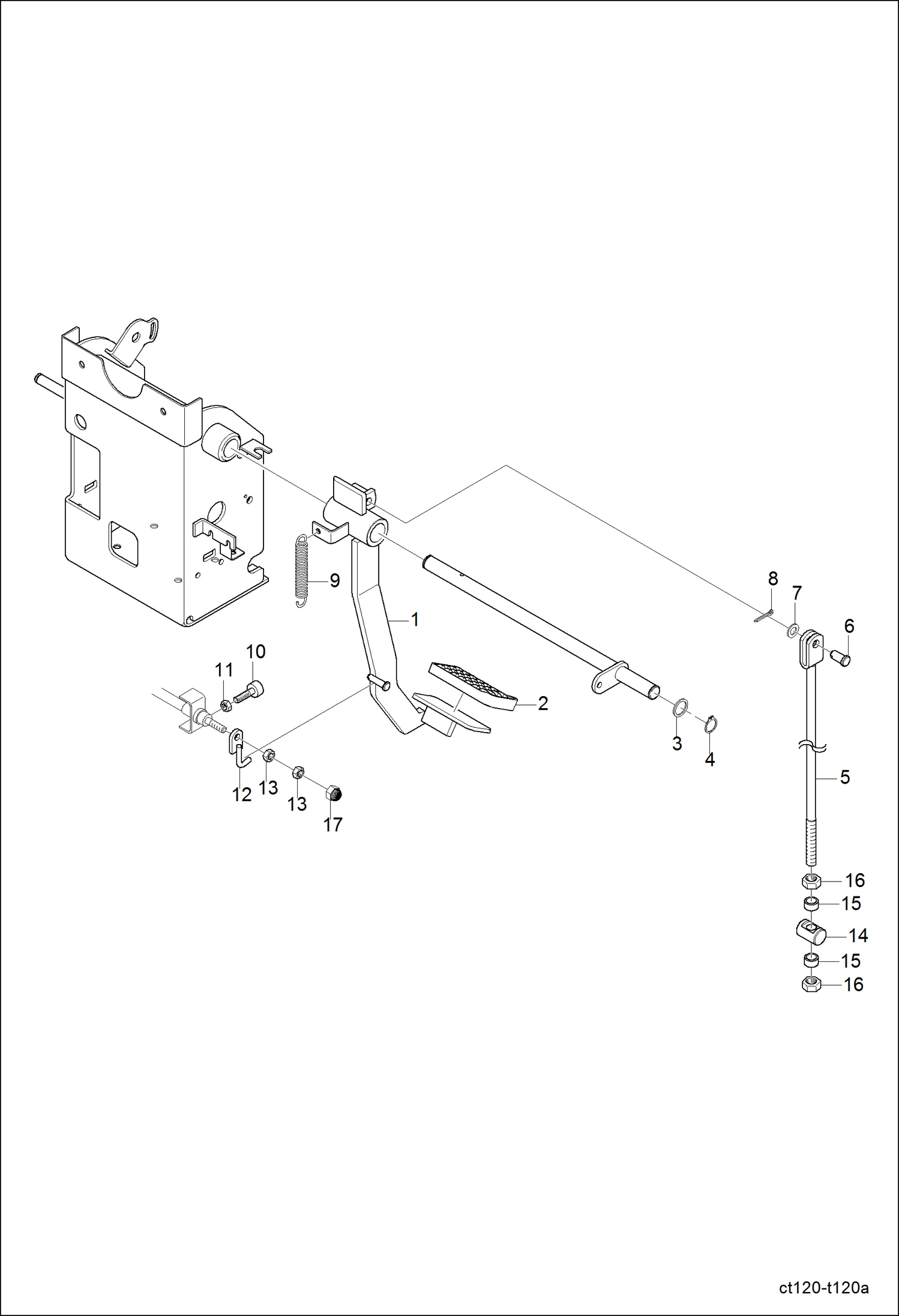 Схема запчастей Bobcat CT120 - CLUTCH PEDAL GROUP DRIVE TRAIN