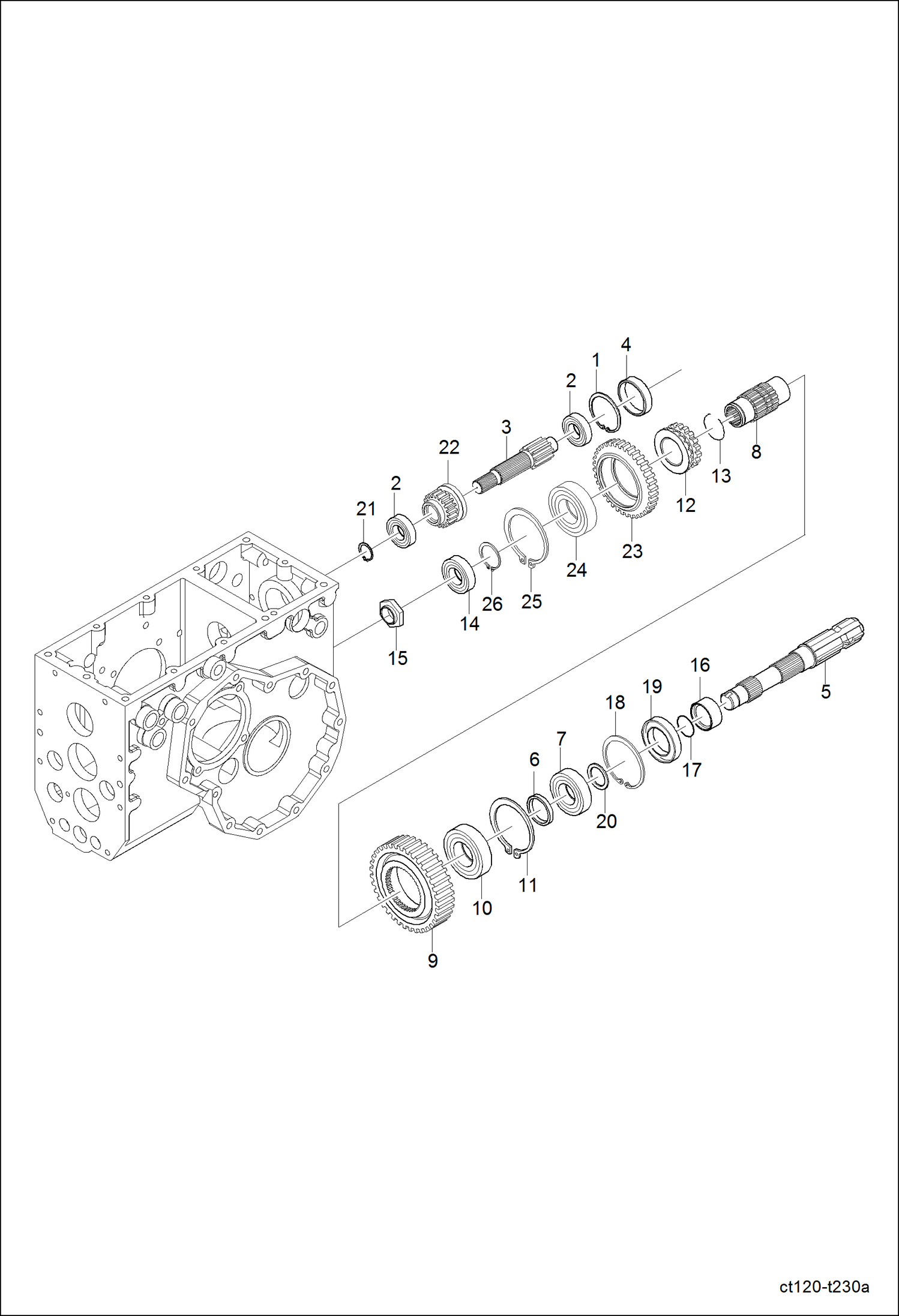 Схема запчастей Bobcat CT120 - PTO SHAFT GROUP DRIVE TRAIN