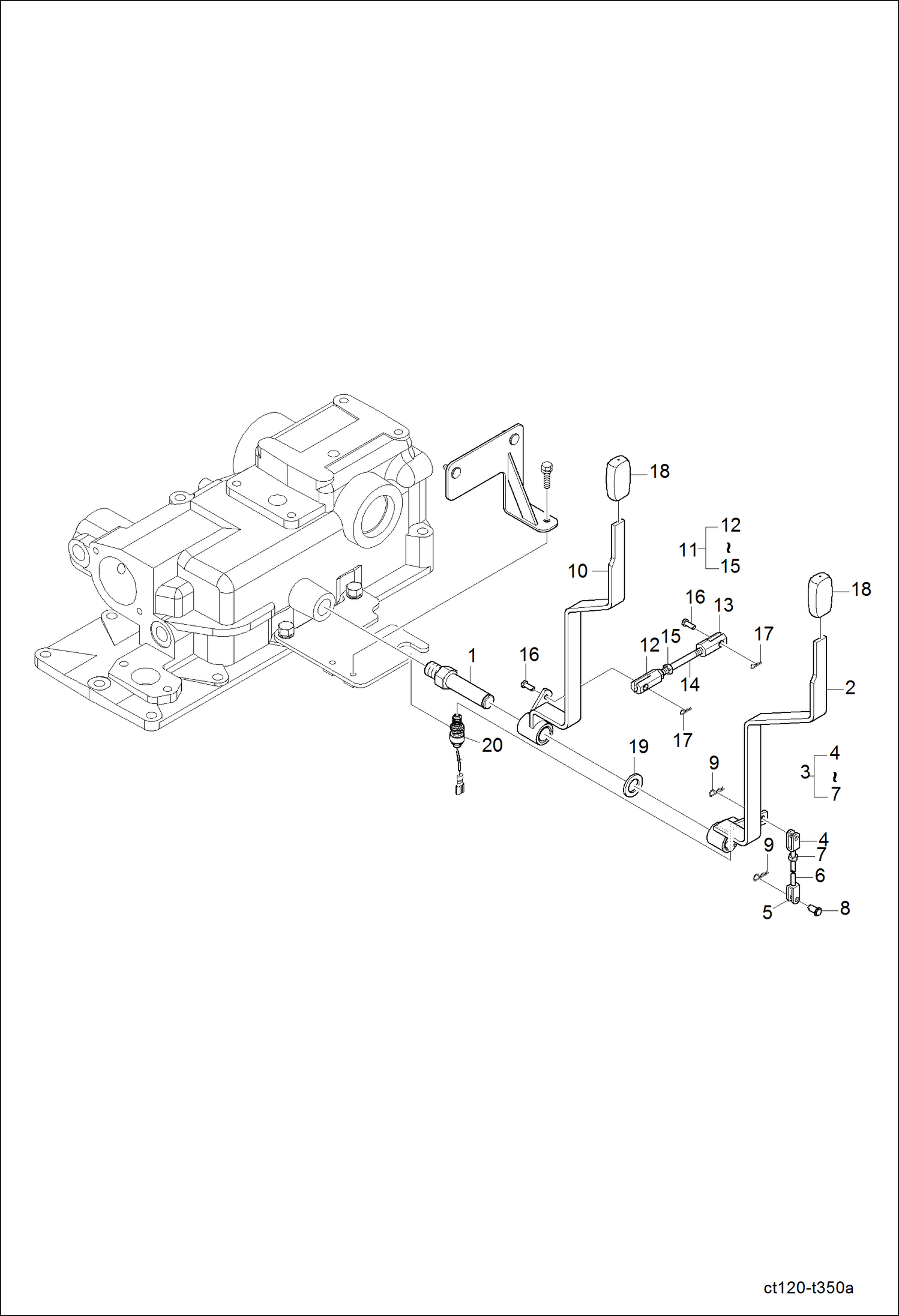 Схема запчастей Bobcat CT120 - PTO & MID PTO LEVER GROUP ACCESSORIES & OPTIONS