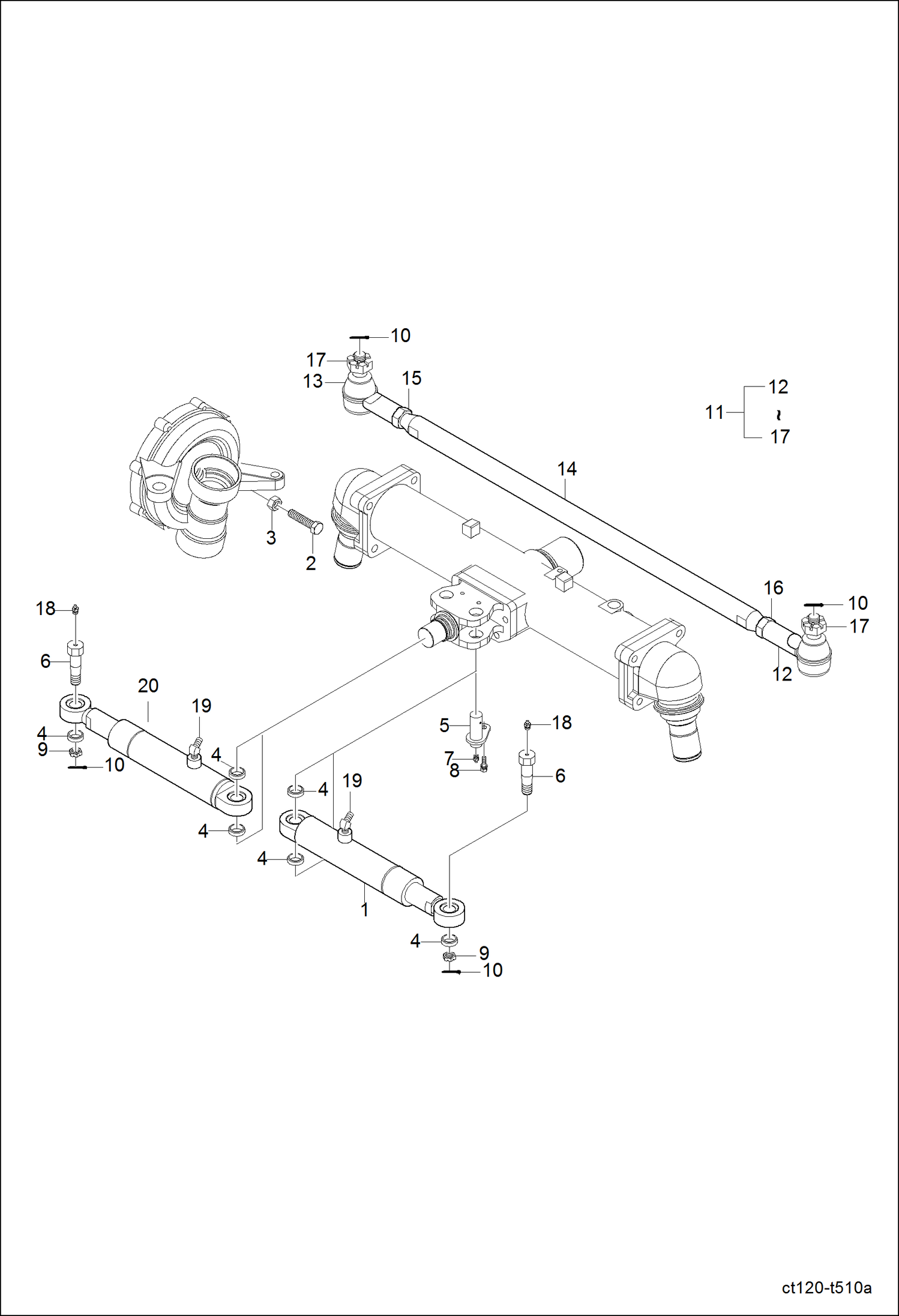 Схема запчастей Bobcat CT120 - STEERING CYLINDER GROUP DRIVE TRAIN