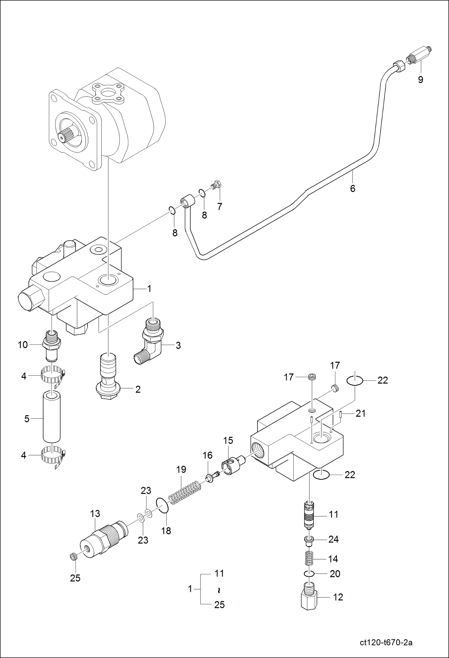 Схема запчастей Bobcat CT120 - FLOW CONTROL VALVE GROUP HYDRAULIC SYSTEM