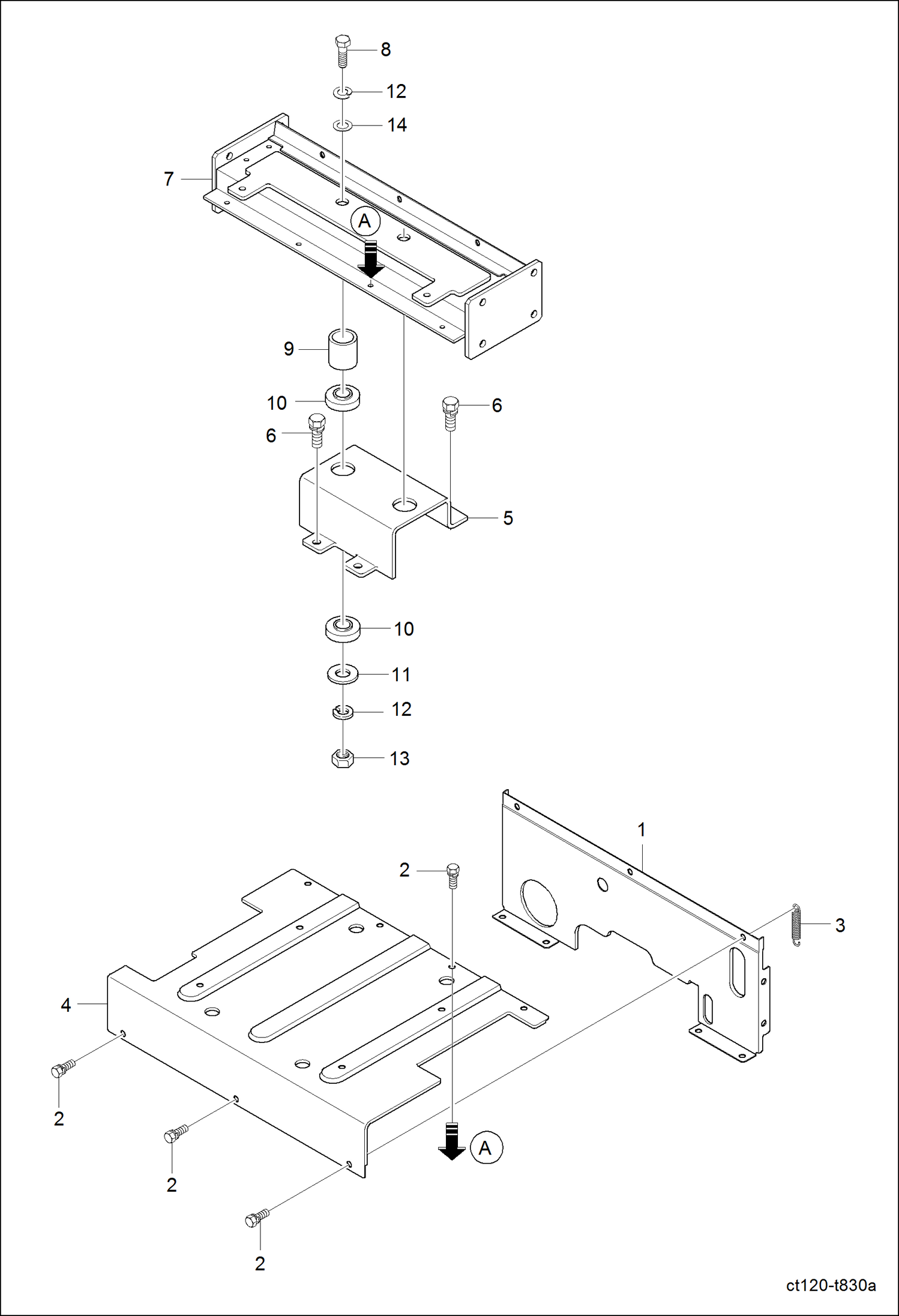 Схема запчастей Bobcat CT120 - SEAT FLOOR GROUP MAIN FRAME