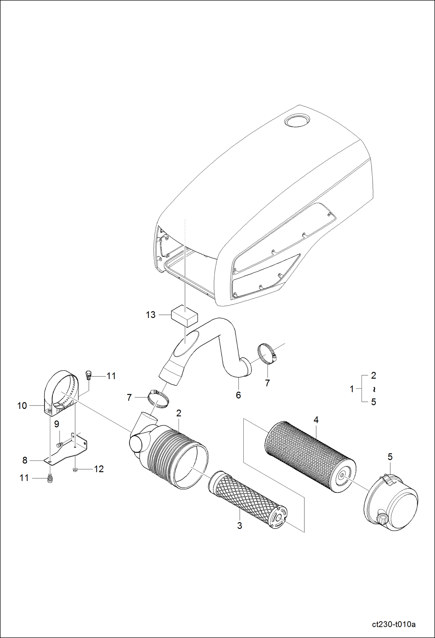 Схема запчастей Bobcat CT225 - AIR CLEANER GROUP (S/N A59B11001 & Above) POWER UNIT