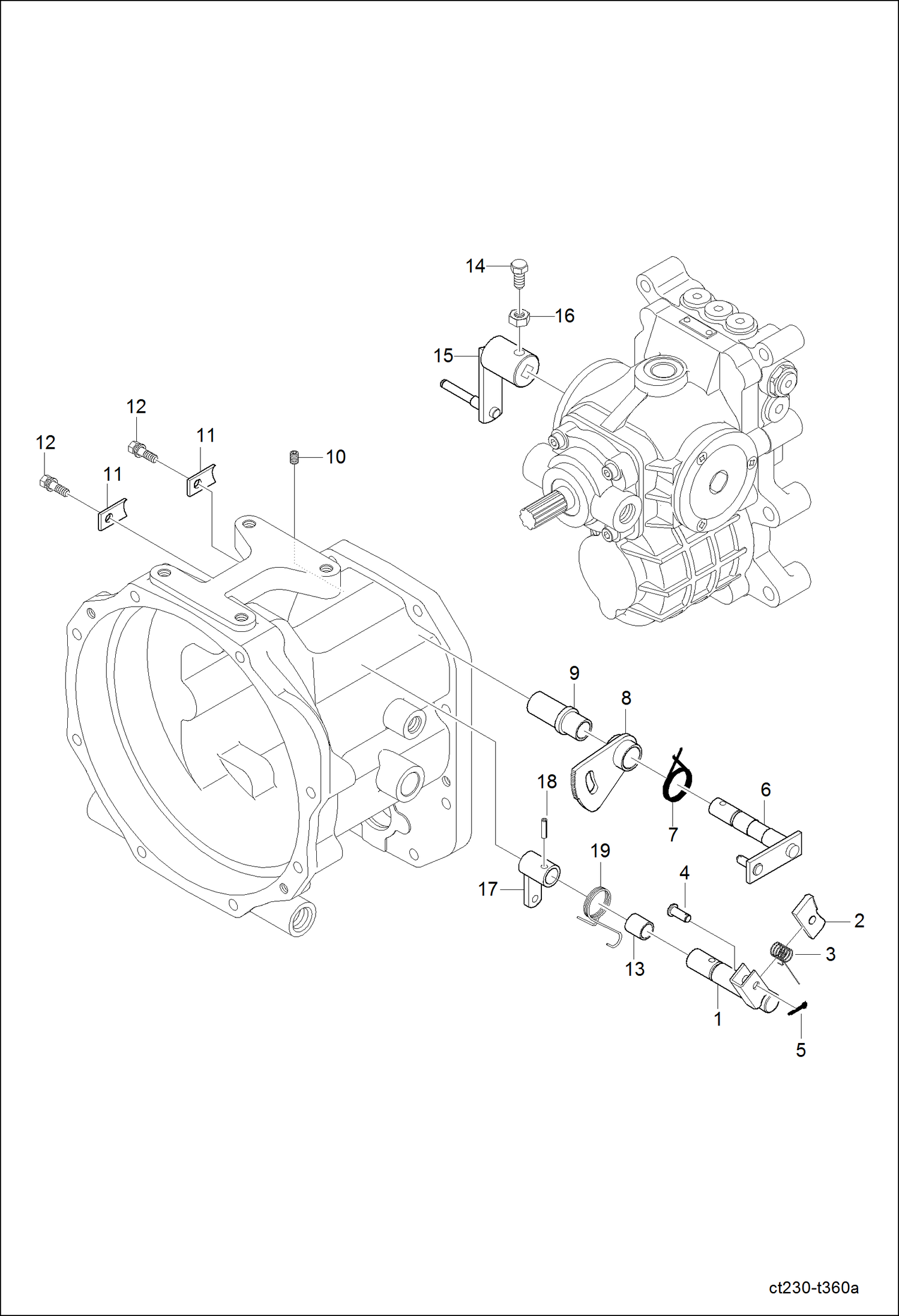 Схема запчастей Bobcat CT225 - HST CONTROL_1 GROUP (S/N A59B11001 & Above) DRIVE TRAIN