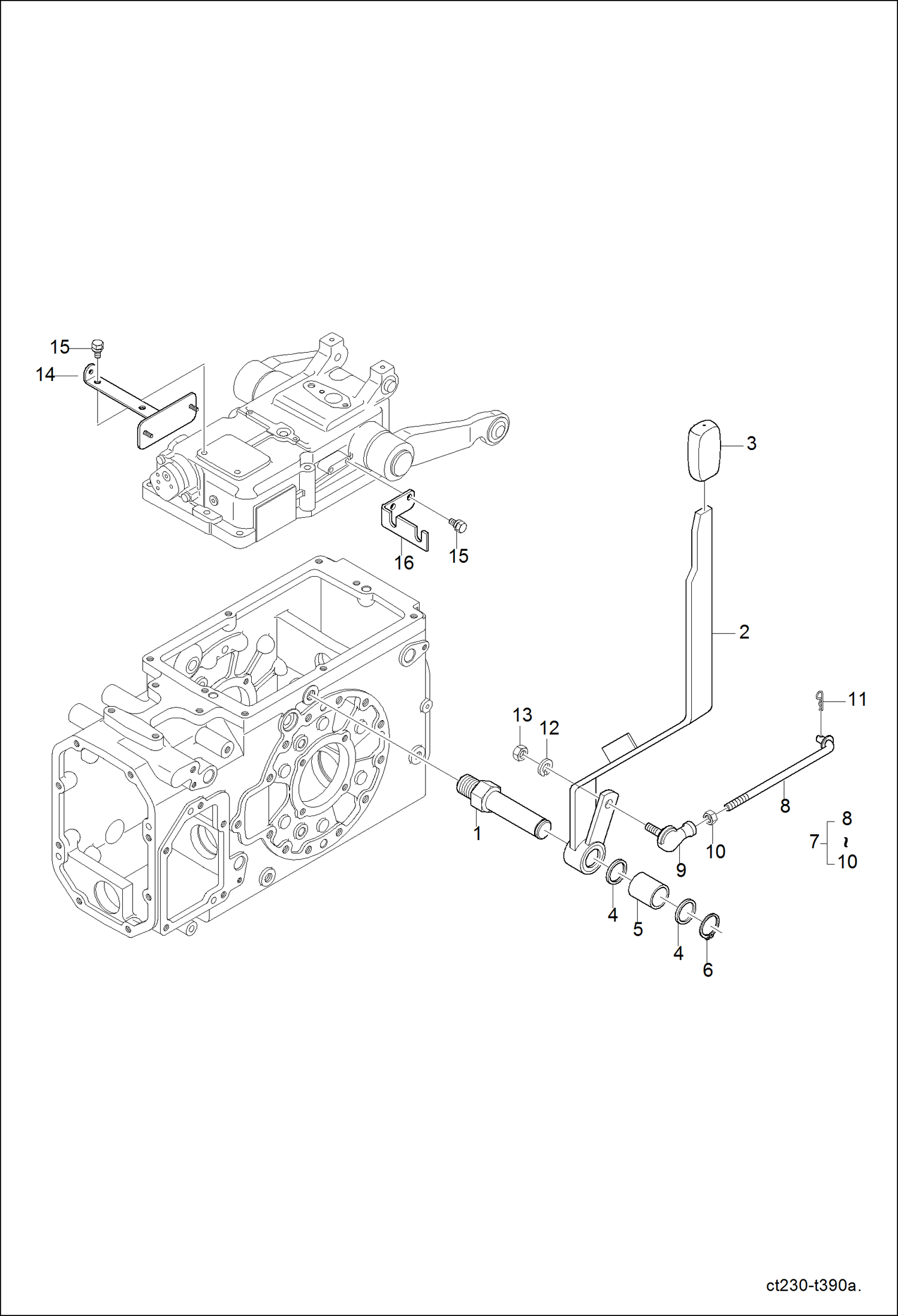 Схема запчастей Bobcat CT225 - REAR PTO SHIFT LEVER GROUP DRIVE TRAIN