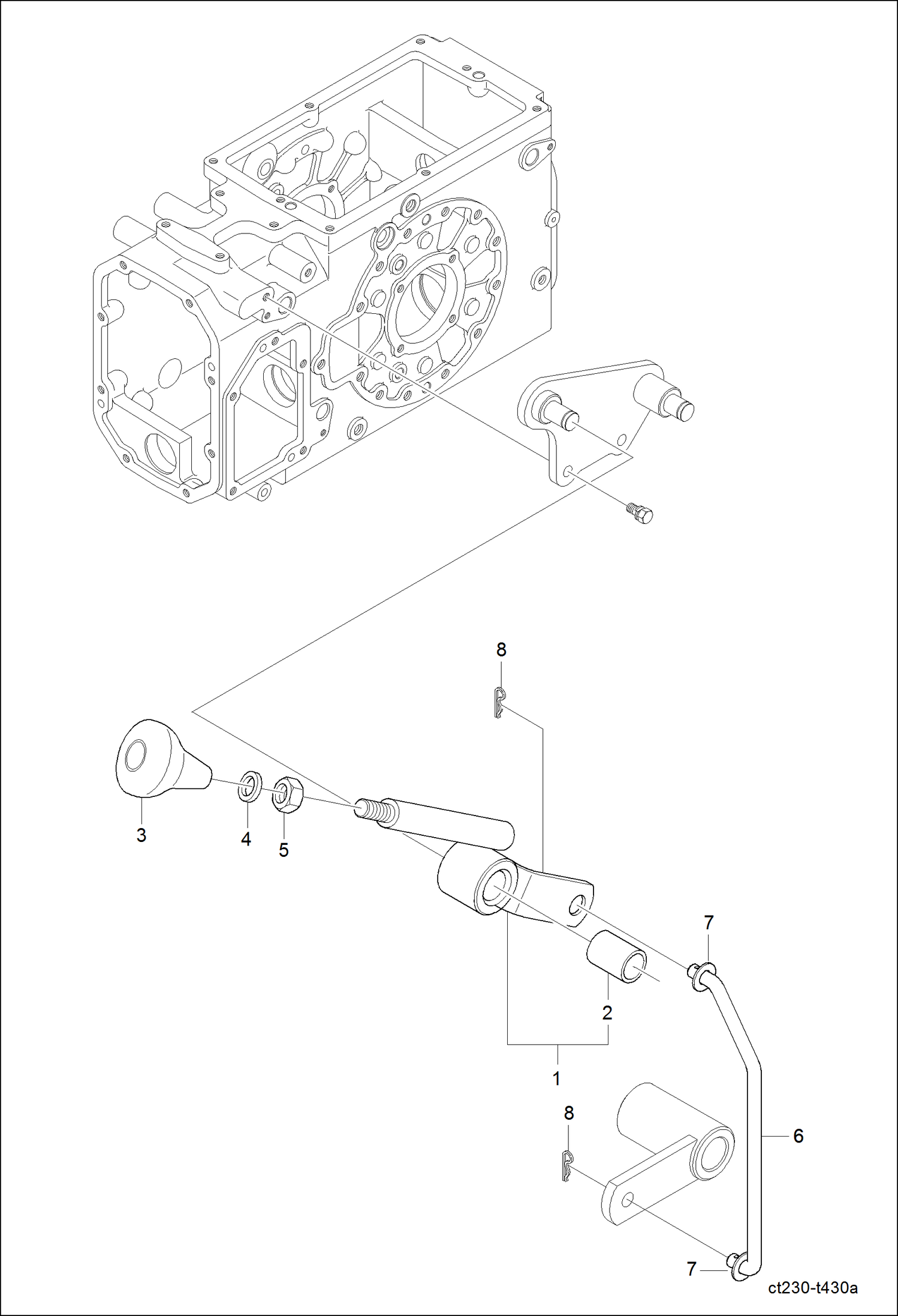 Схема запчастей Bobcat CT225 - FRONT WHEEL DRIVE LEVER GROUP DRIVE TRAIN