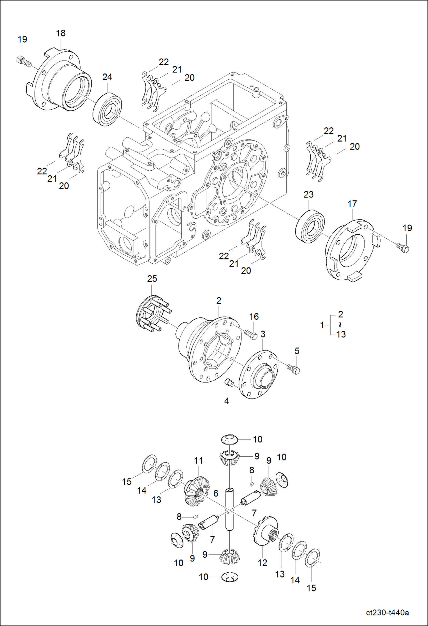 Схема запчастей Bobcat CT225 - REAR DIFFERENTIAL SYSTEM GROUP DRIVE TRAIN