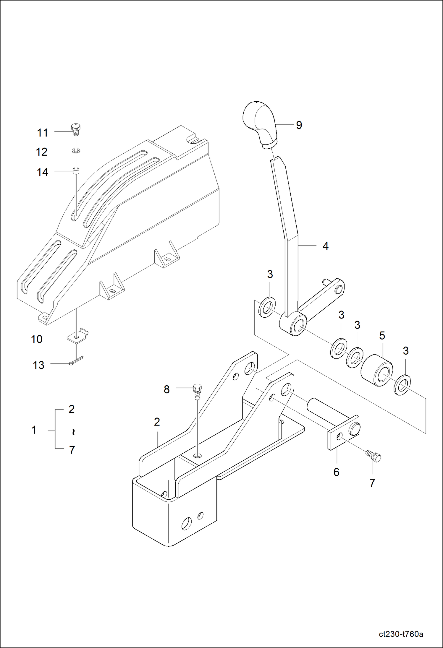 Схема запчастей Bobcat CT225 - POSITION DRAFT LEVER GROUP HYDRAULIC SYSTEM