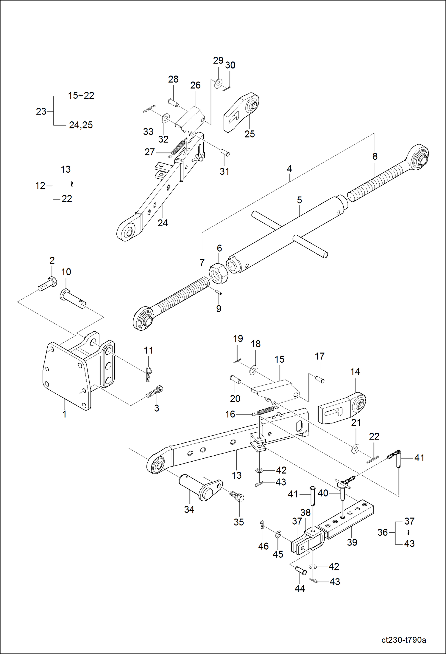 Схема запчастей Bobcat CT225 - THREE POINT LINK SYSTEM 1GROUP HYDRAULIC SYSTEM