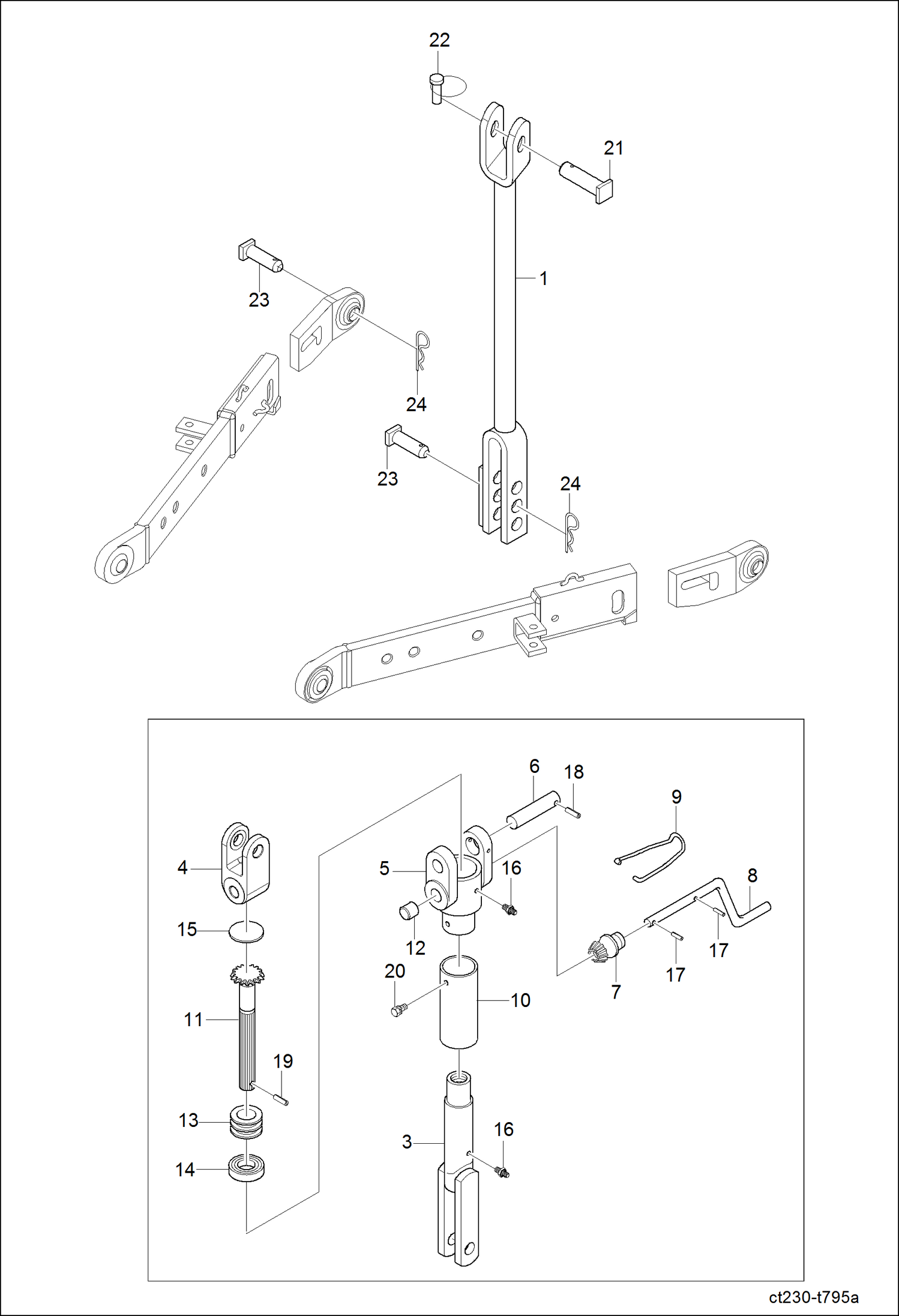 Схема запчастей Bobcat CT225 - THREE POINT LINK SYSTEM 2GROUP HYDRAULIC SYSTEM