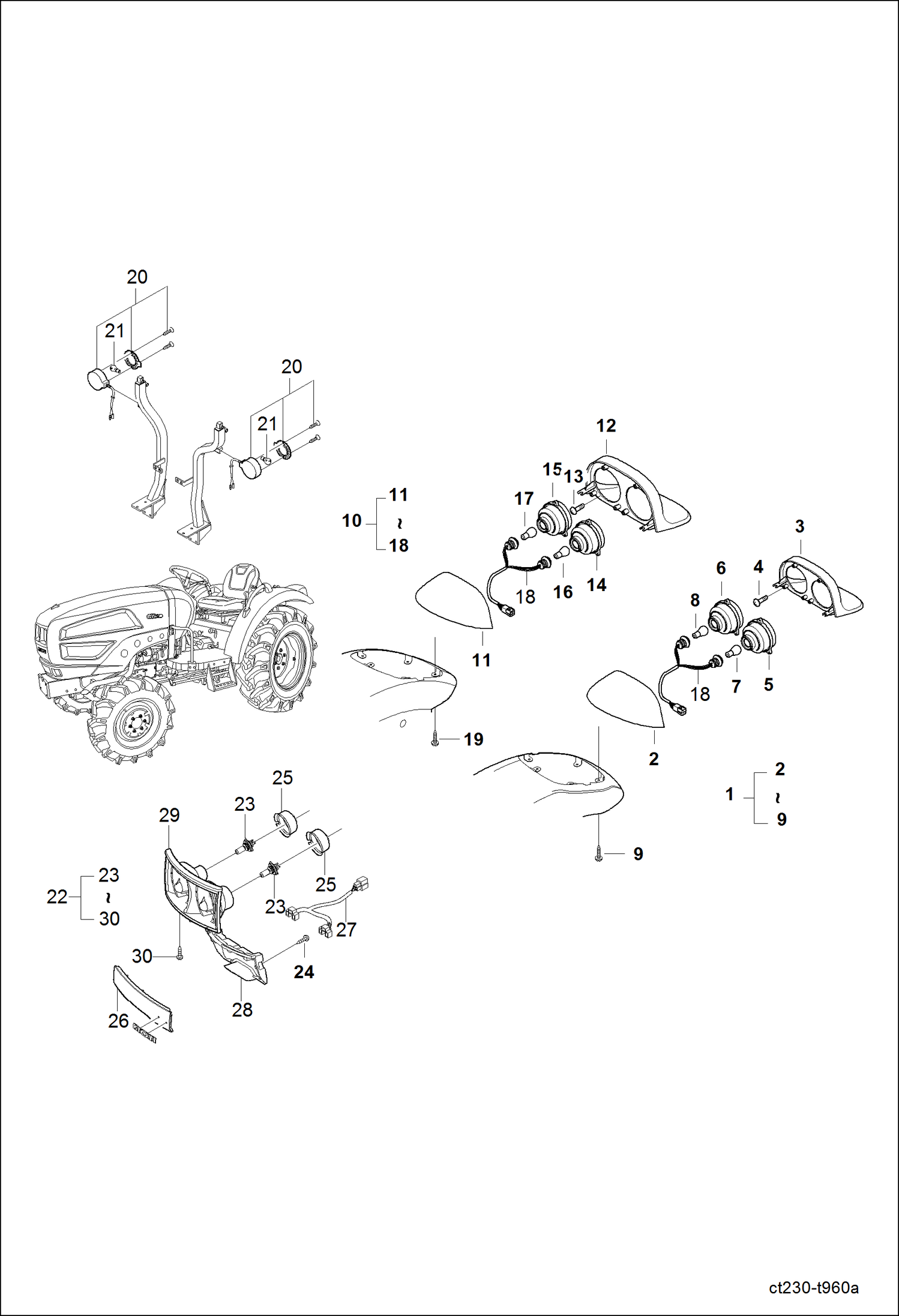 Схема запчастей Bobcat CT225 - LIGHT GROUP ELECTRICAL SYSTEM