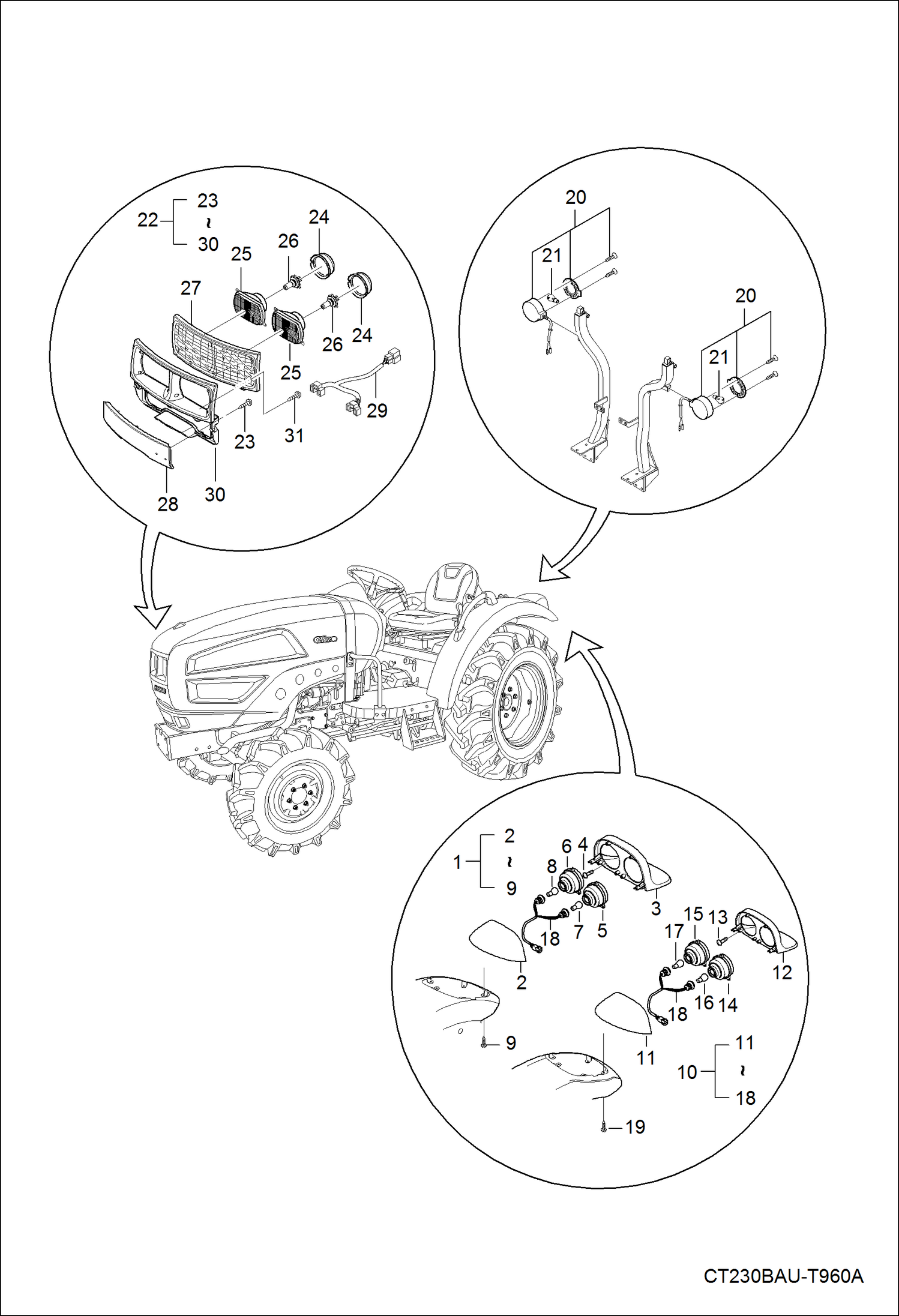 Схема запчастей Bobcat CT225 - AUSTRALIAN ACCESSORIES (Light Group) ACCESSORIES & OPTIONS