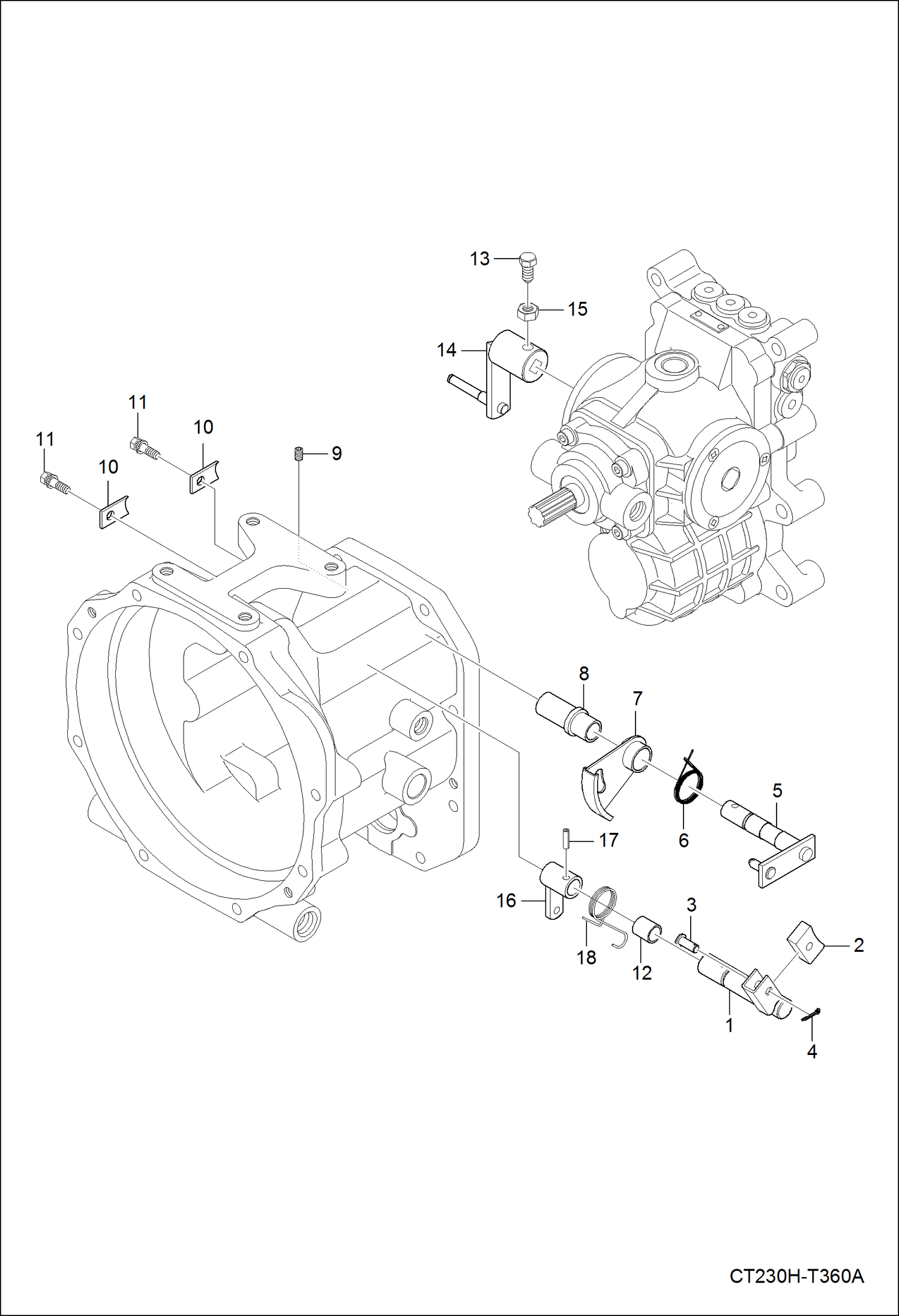 Схема запчастей Bobcat CT225 - HST CONTROL 1 GROUP (S/N ABFJ11001 & Above) DRIVE TRAIN