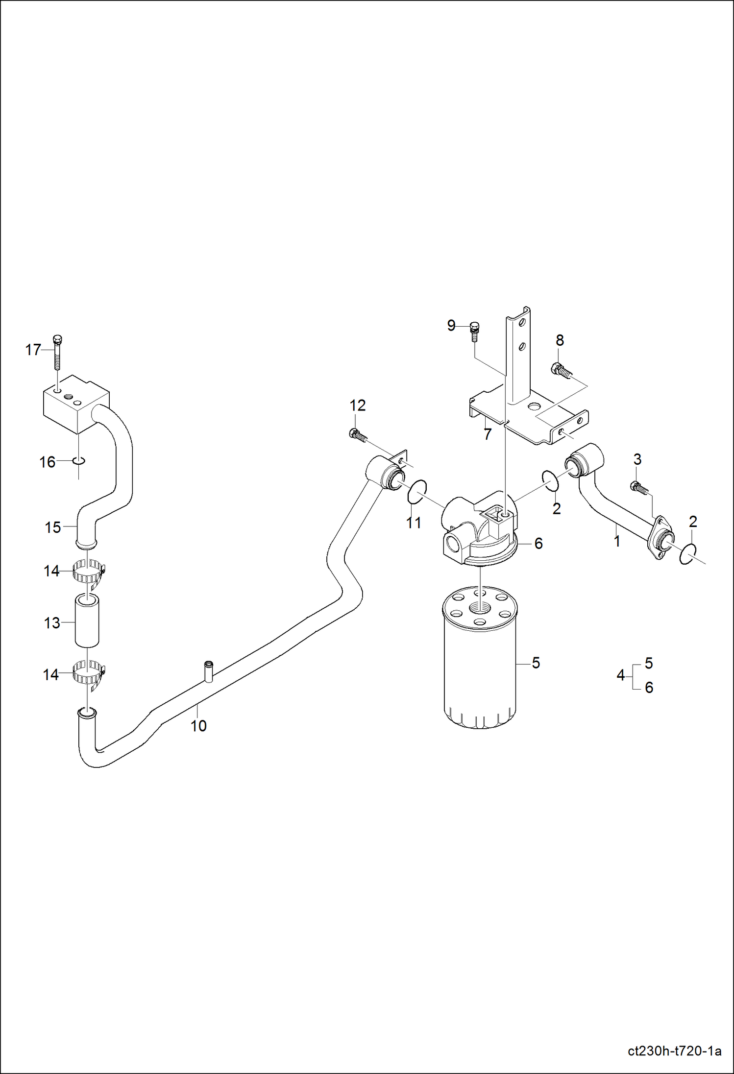 Схема запчастей Bobcat CT225 - SUCTION PIPE GROUP HYDRAULIC SYSTEM