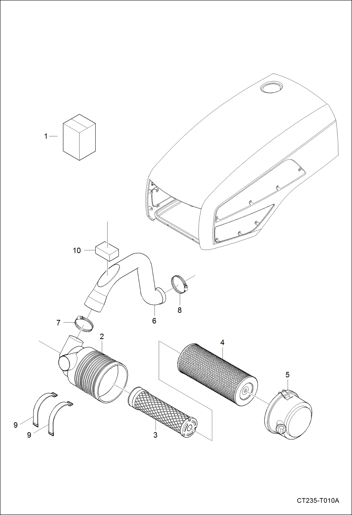 Схема запчастей Bobcat CT225 - AIR CLEANER GROUP (S/N ABFJ11001 & Above) POWER UNIT