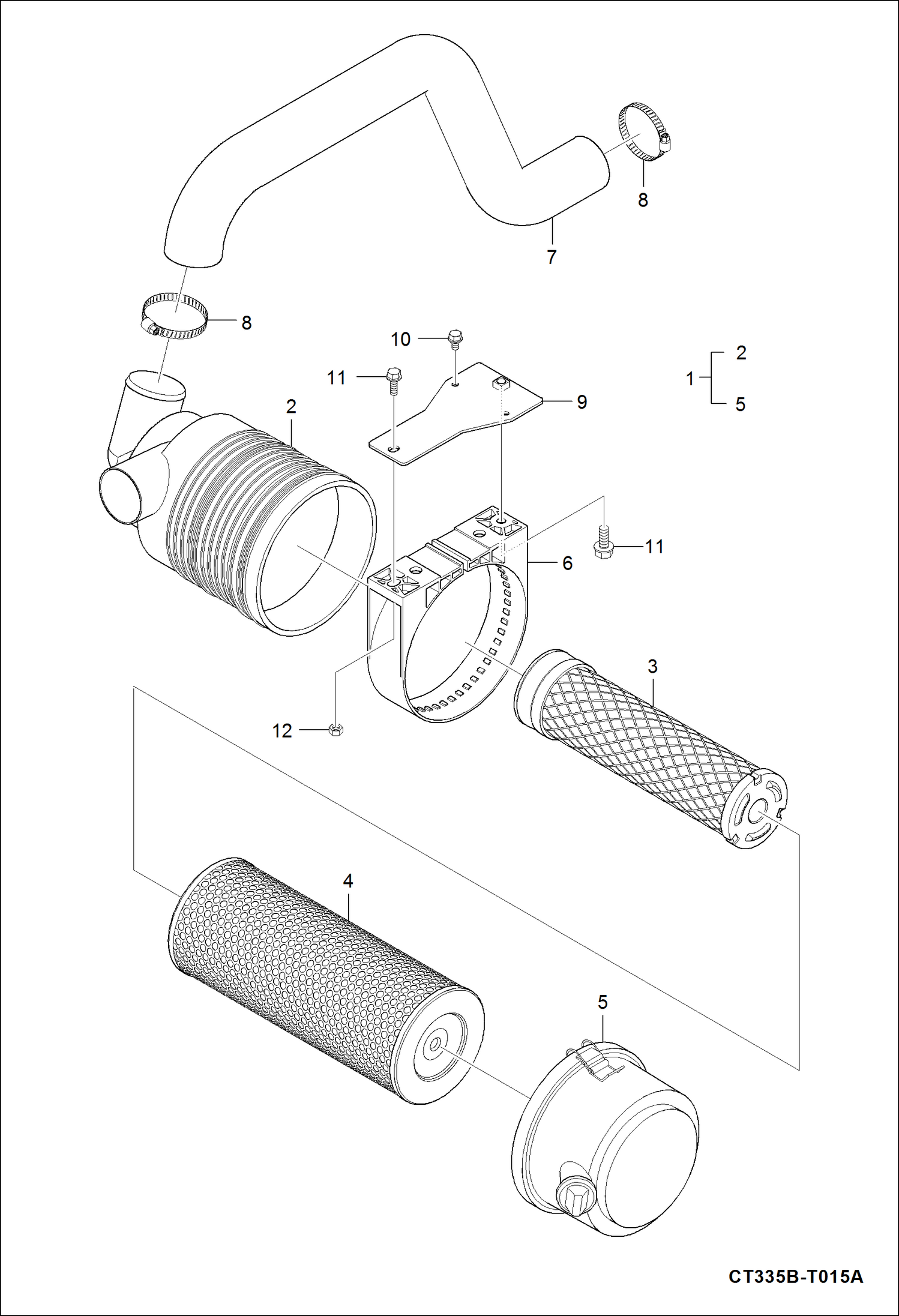 Схема запчастей Bobcat CT335 - AIR CLEANER GROUP POWER UNIT