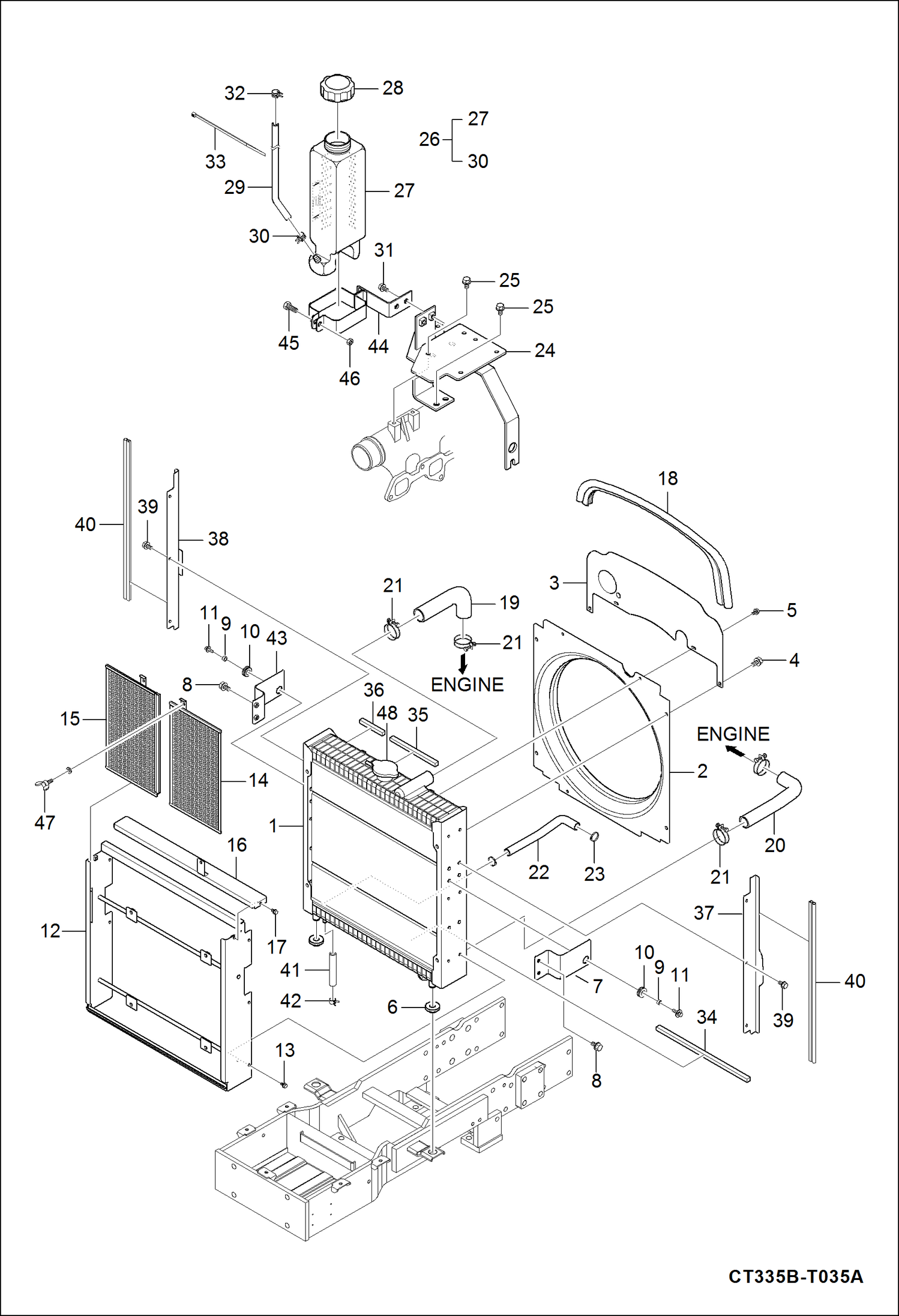 Схема запчастей Bobcat CT335 - RADIATOR GROUP POWER UNIT