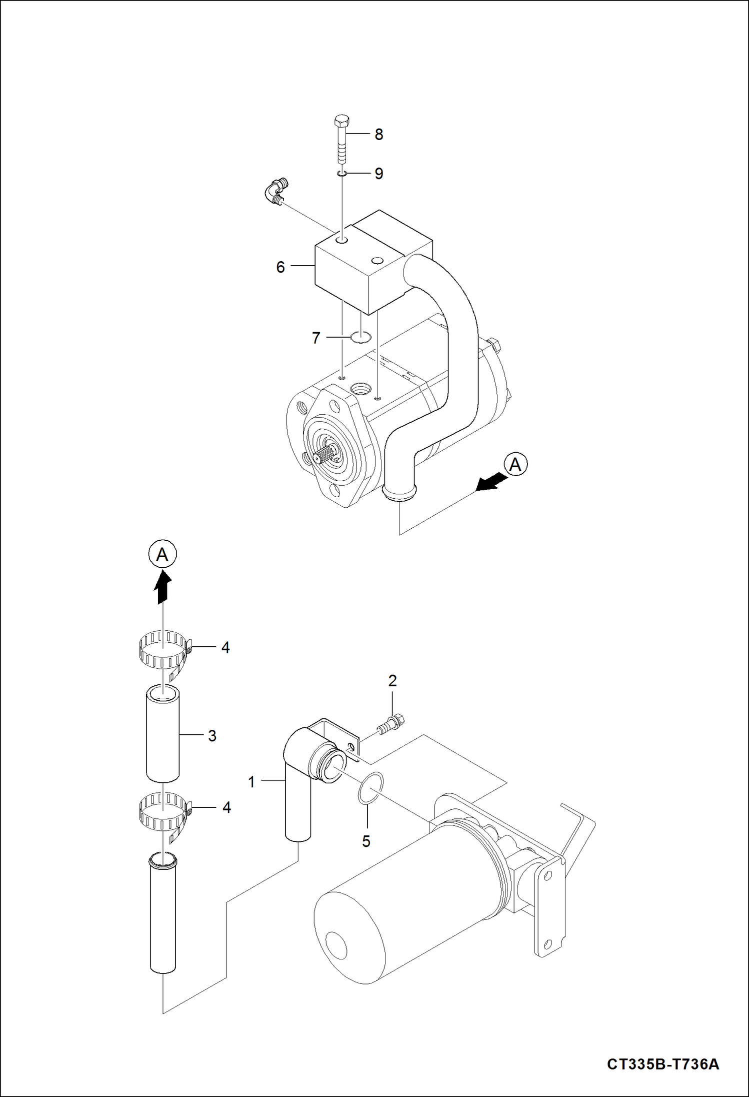 Схема запчастей Bobcat CT335 - INLET TUBE GROUP HYDRAULIC SYSTEM