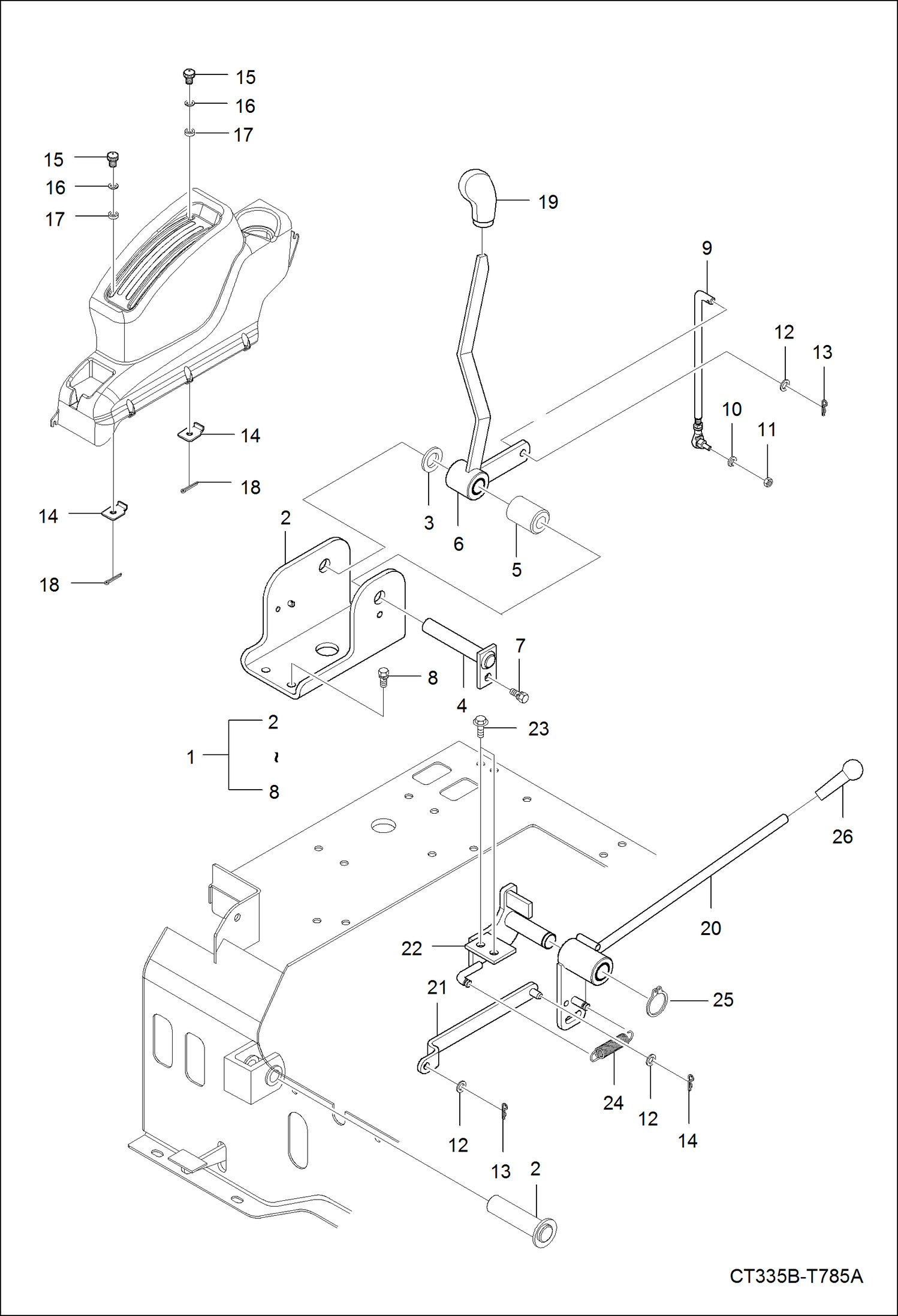 Схема запчастей Bobcat CT335 - POSITION(DRAFT) CONTROL LEVER GROUP HYDRAULIC SYSTEM