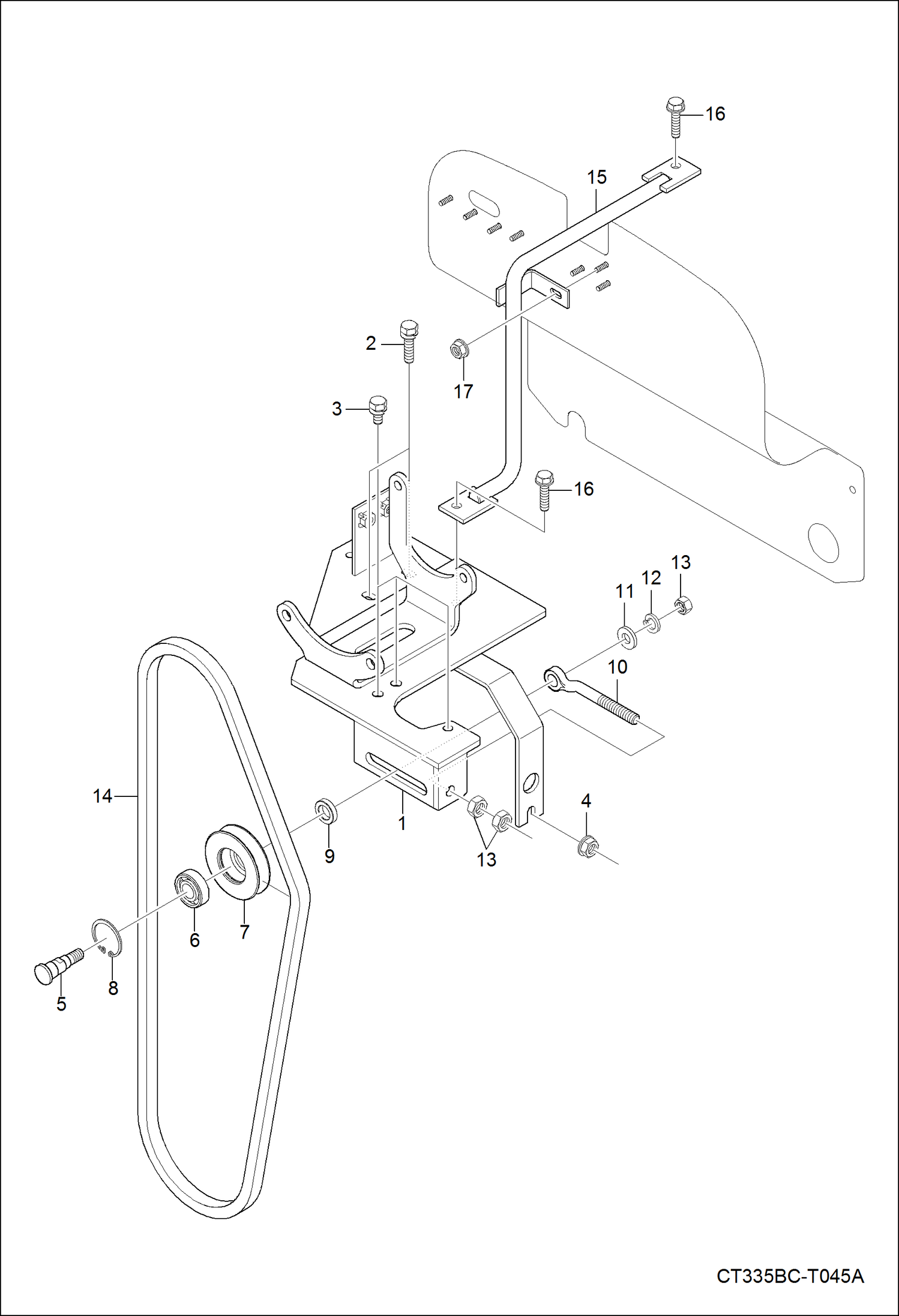 Схема запчастей Bobcat CT335 - A/C BRACKET GROUP POWER UNIT