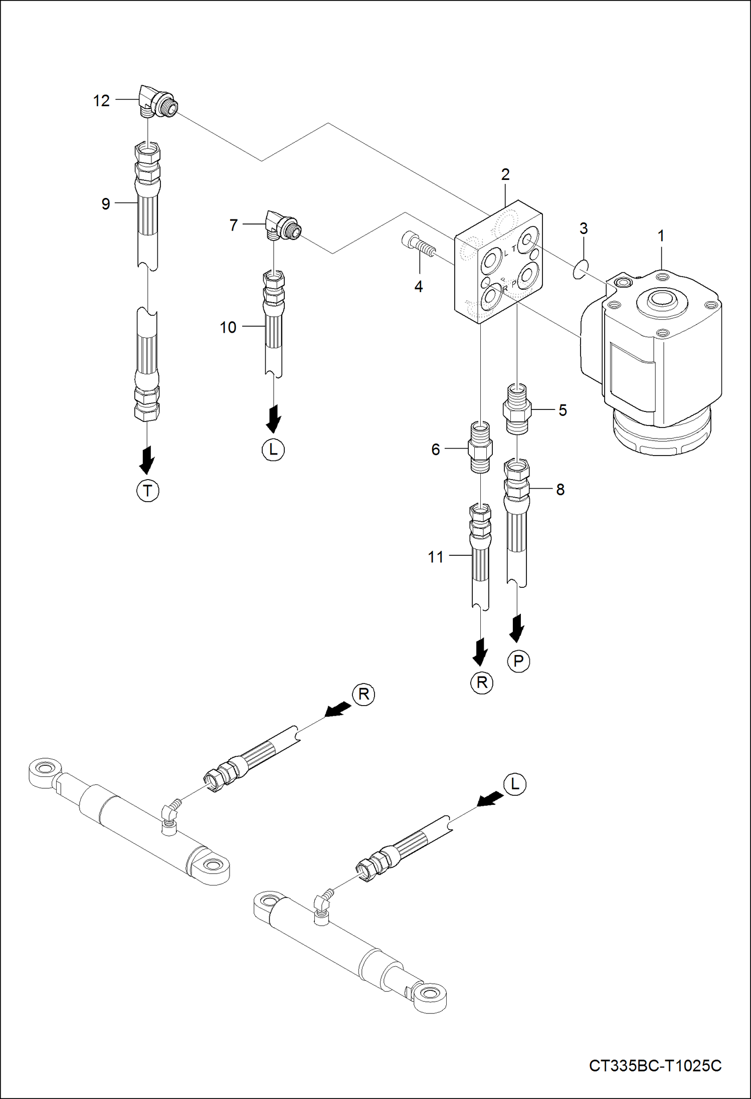 Схема запчастей Bobcat CT335 - POWER STEERING UNIT GROUP DRIVE TRAIN