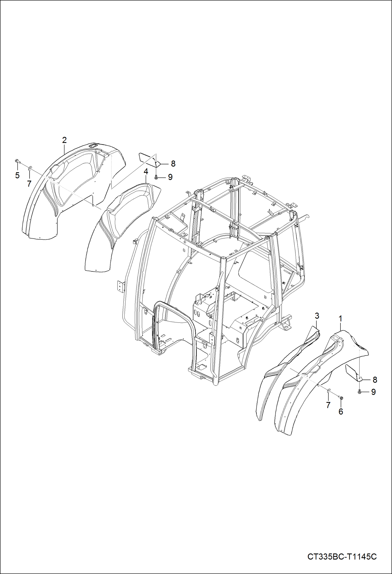 Схема запчастей Bobcat CT335 - FENDER GROUP MAIN FRAME