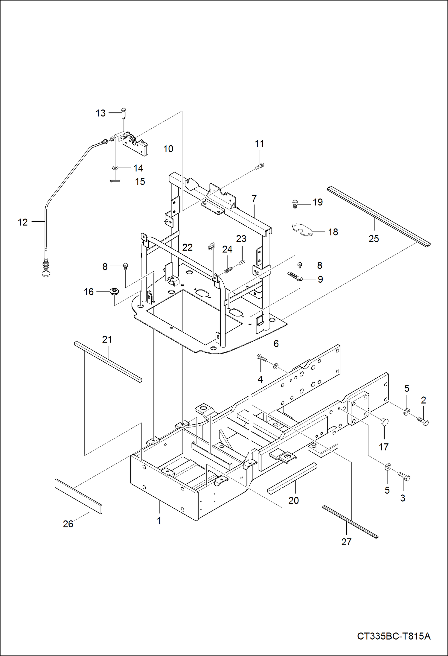 Схема запчастей Bobcat CT335 - FRONT AXLE FRAME GROUP MAIN FRAME