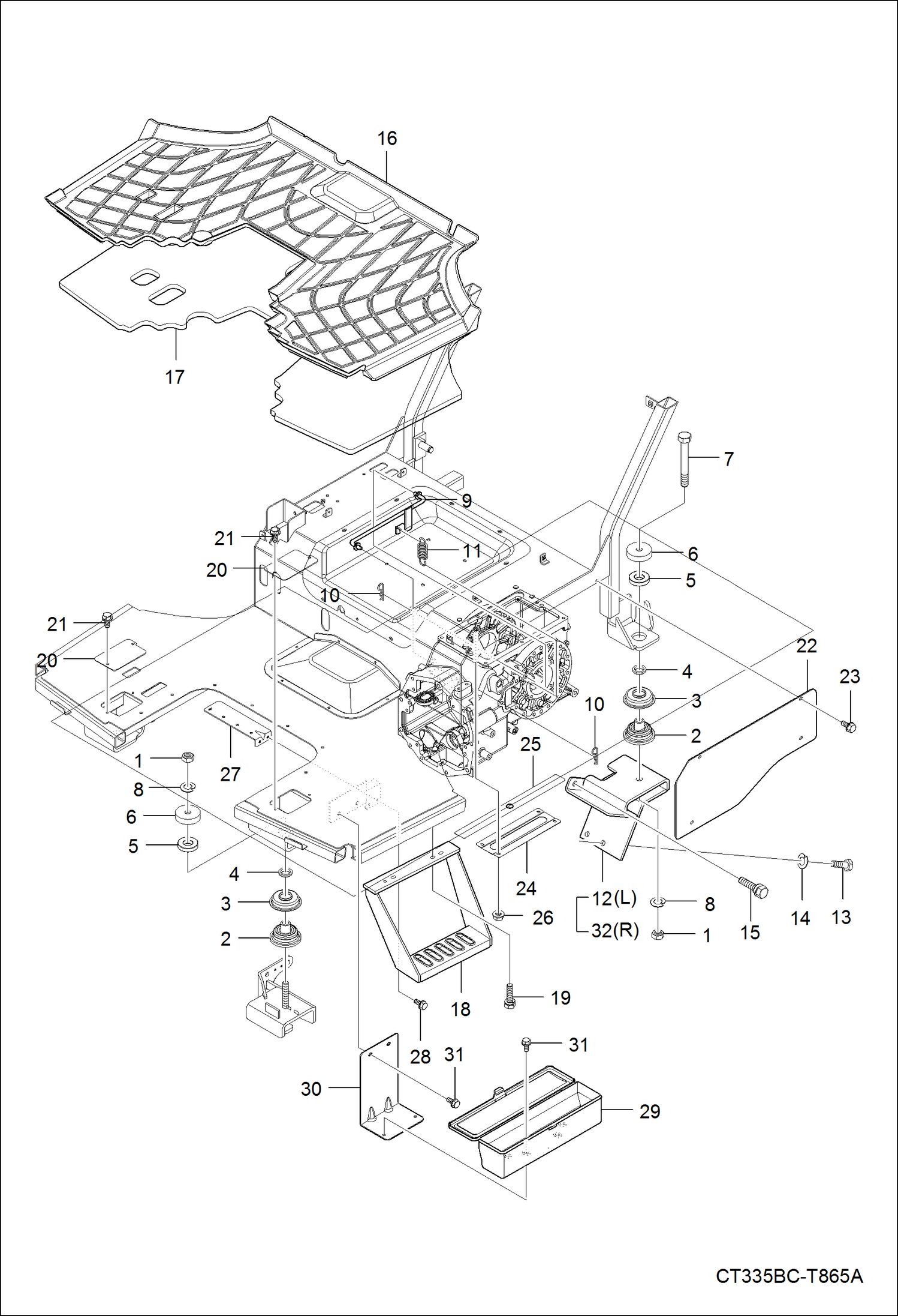 Схема запчастей Bobcat CT335 - STEP GROUP MAIN FRAME