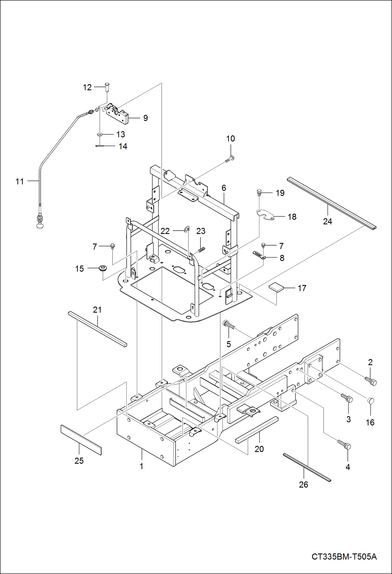 Схема запчастей Bobcat CT335 - FRONT AXLE FRAME GROUP MAIN FRAME