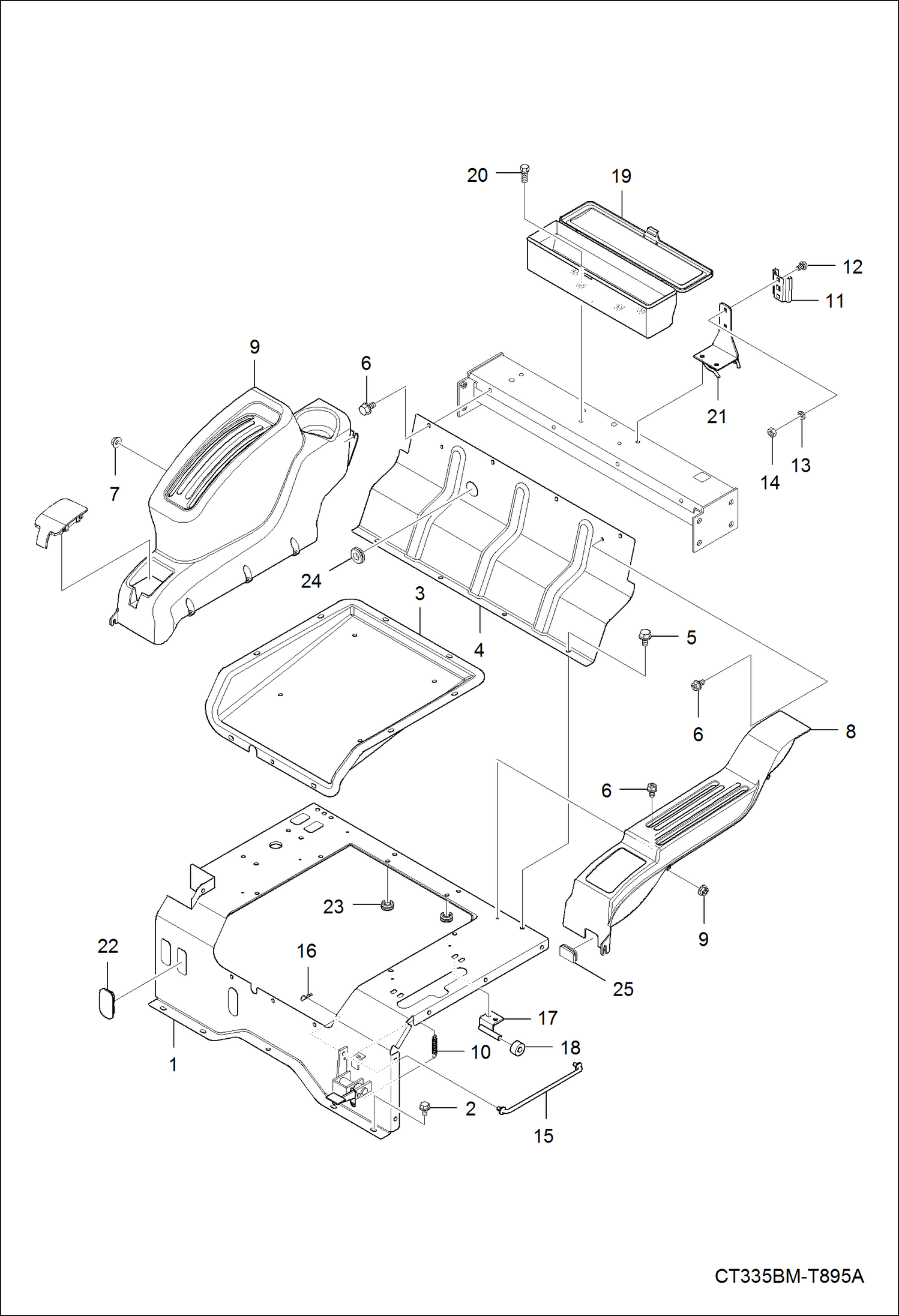 Схема запчастей Bobcat CT335 - SEAT FLOOR GROUP MAIN FRAME