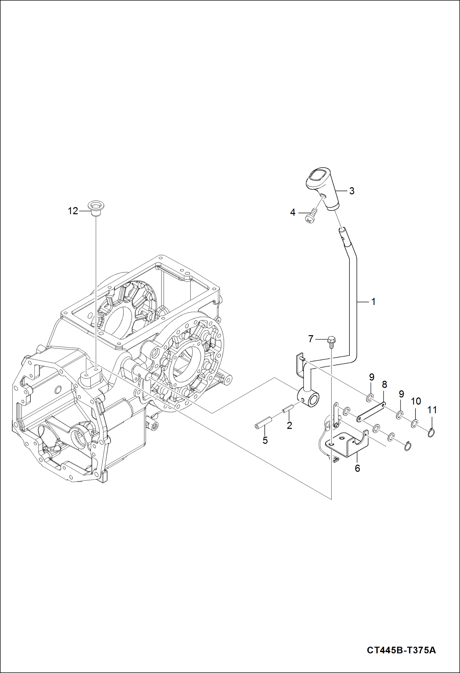 Схема запчастей Bobcat CT335 - RANGE LEVER GROUP DRIVE TRAIN