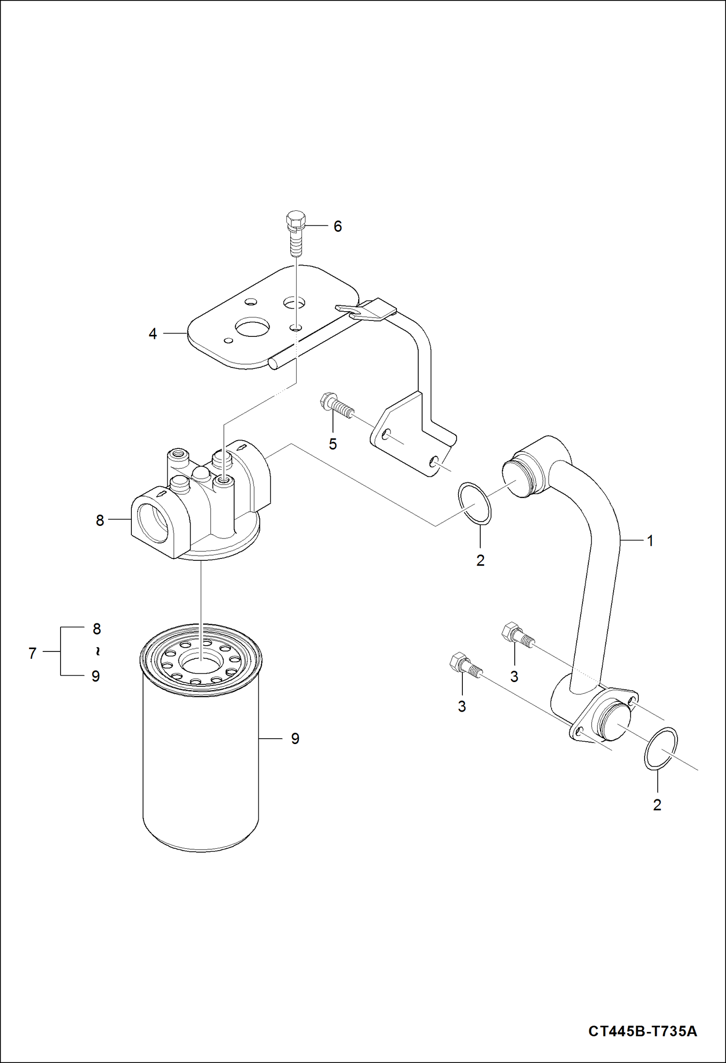 Схема запчастей Bobcat CT335 - SUCTION FILTER GROUP HYDRAULIC SYSTEM