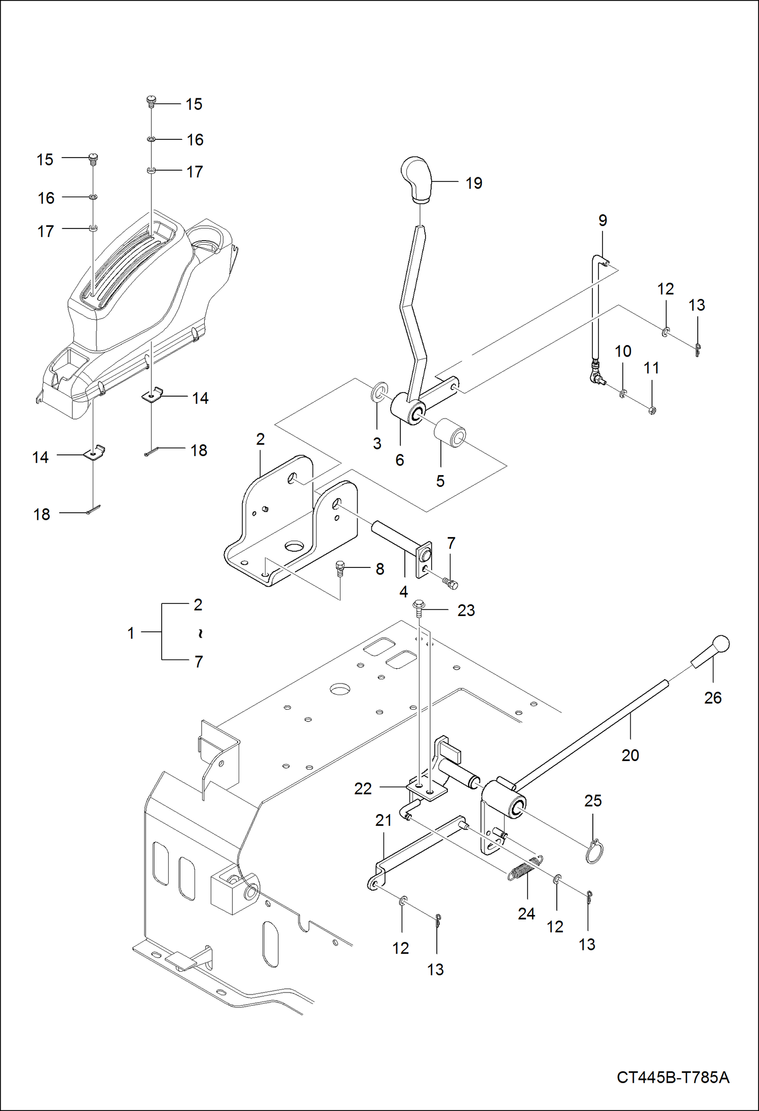 Схема запчастей Bobcat CT440 - POSITION CONTROL LEVER GROUP HYDRAULIC SYSTEM