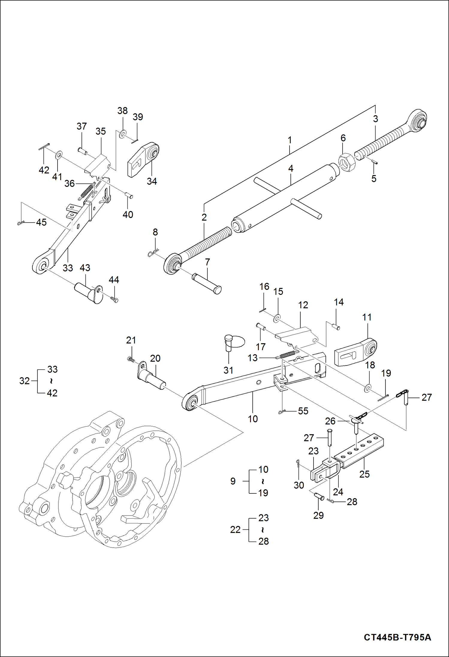 Схема запчастей Bobcat CT440 - THREE POINT LINK SYSTEM GROUP 1 HYDRAULIC SYSTEM