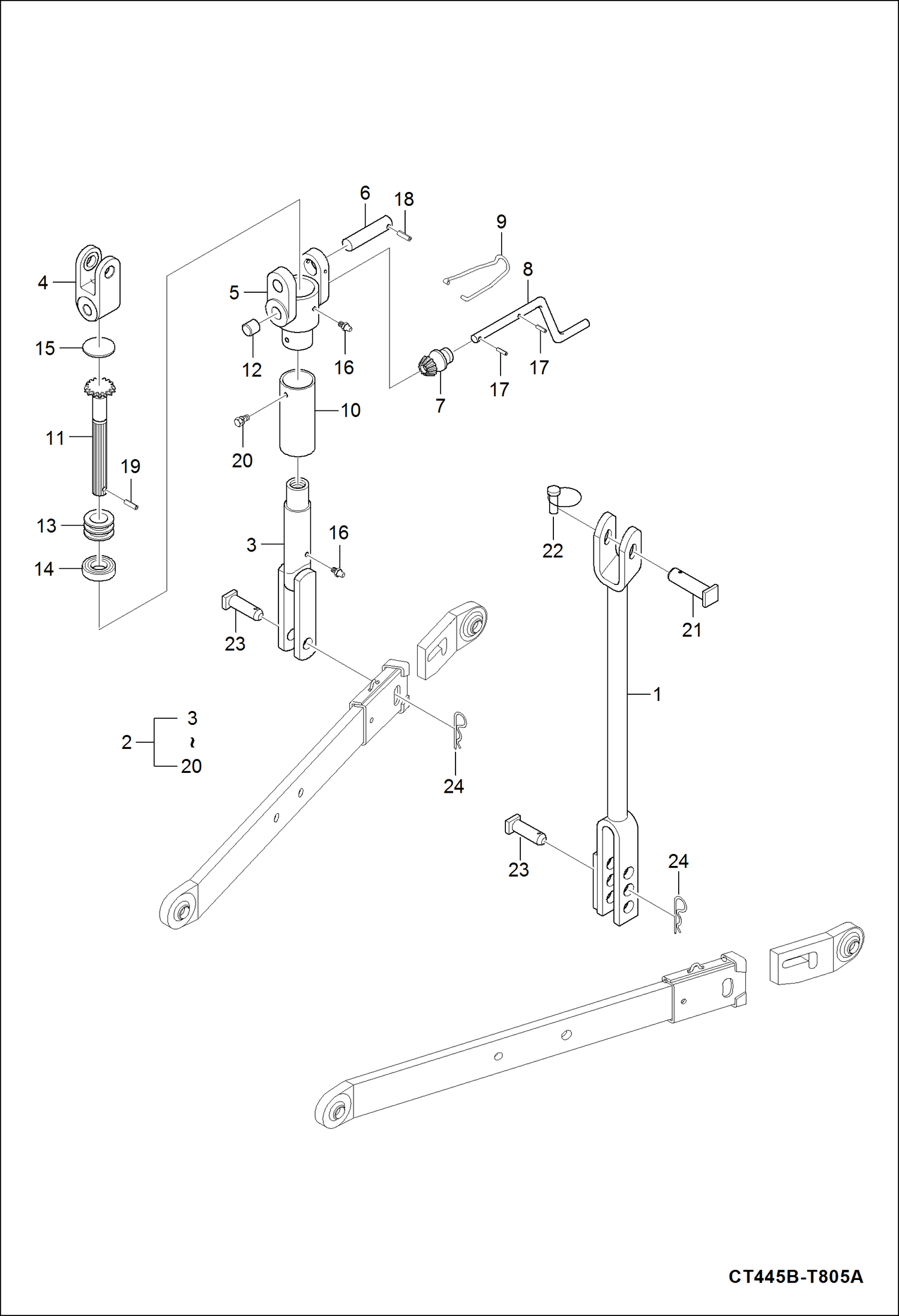 Схема запчастей Bobcat CT335 - THREE POINT LINK SYSTEM GROUP 2 HYDRAULIC SYSTEM