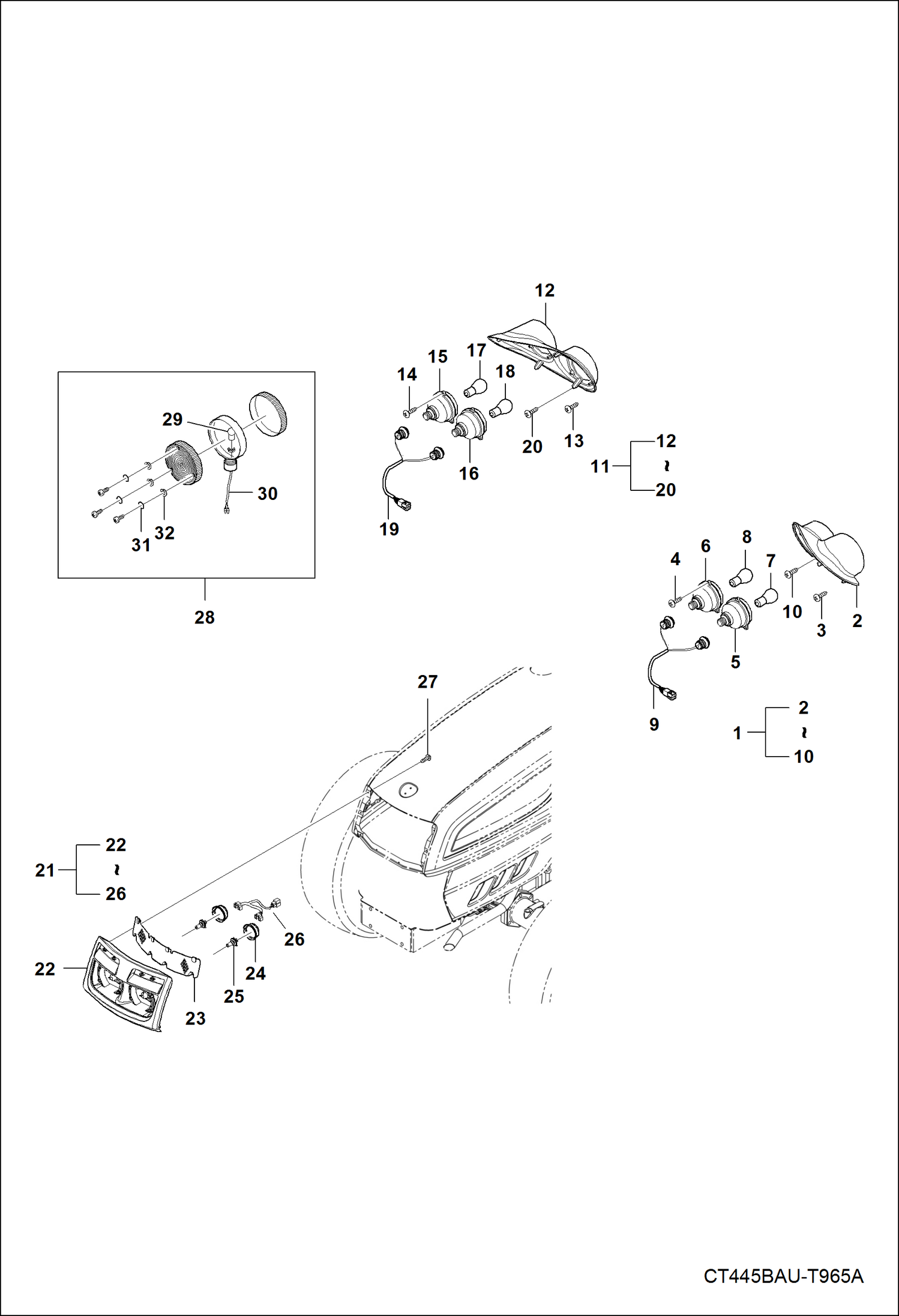 Схема запчастей Bobcat CT335 - AUSTRALIAN ACCESSORIES (Light Group) ACCESSORIES & OPTIONS