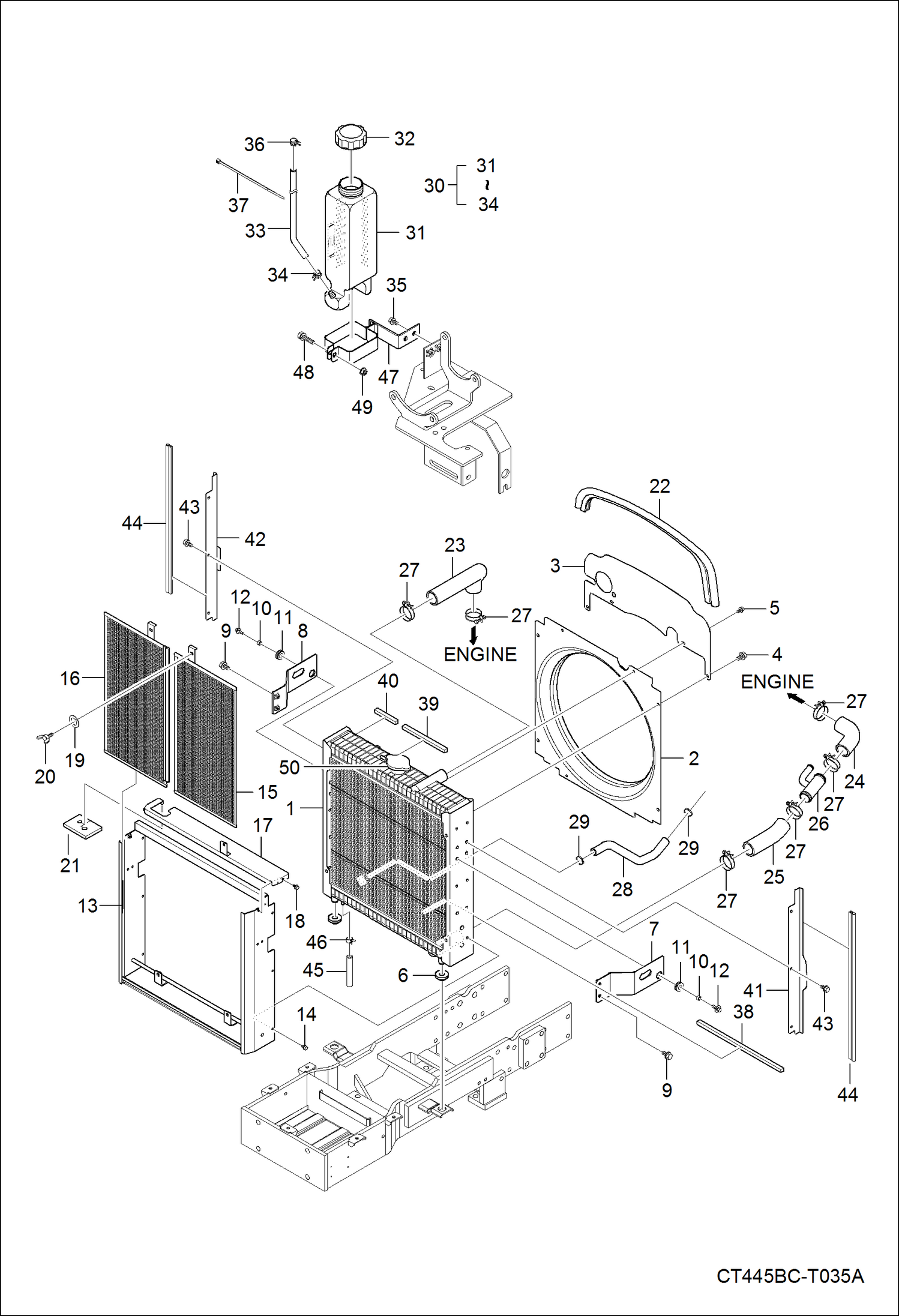 Схема запчастей Bobcat CT445 - RADIATOR GROUP POWER UNIT