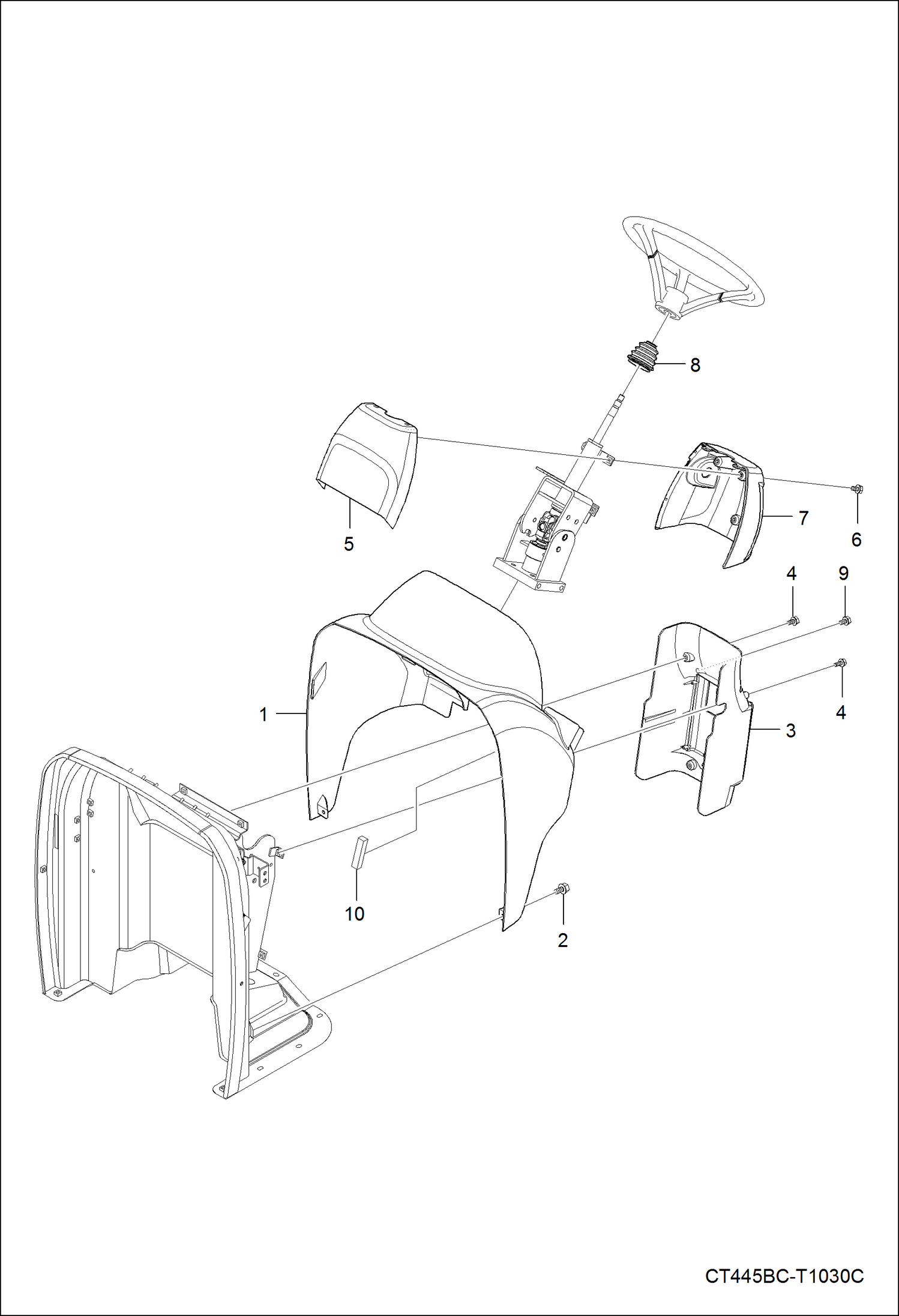 Схема запчастей Bobcat CT335 - INSTRUMENT METER COVER GROUP MAIN FRAME