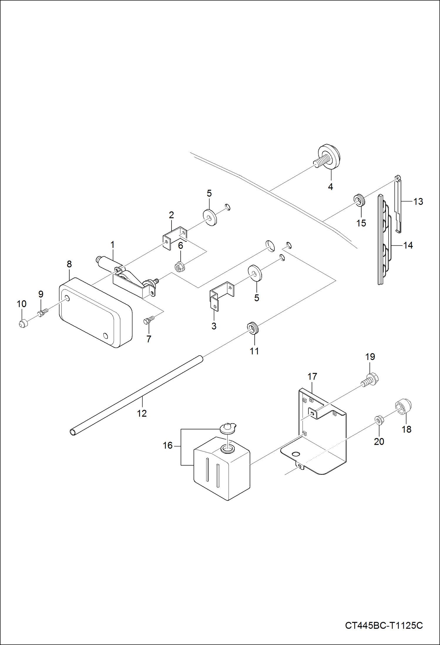 Схема запчастей Bobcat CT335 - OPERATOR CAB (Wiper Motor) MAIN FRAME