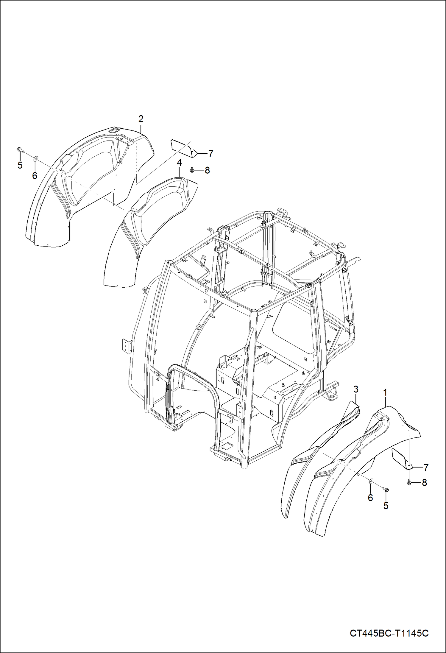 Схема запчастей Bobcat CT440 - FENDER GROUP MAIN FRAME