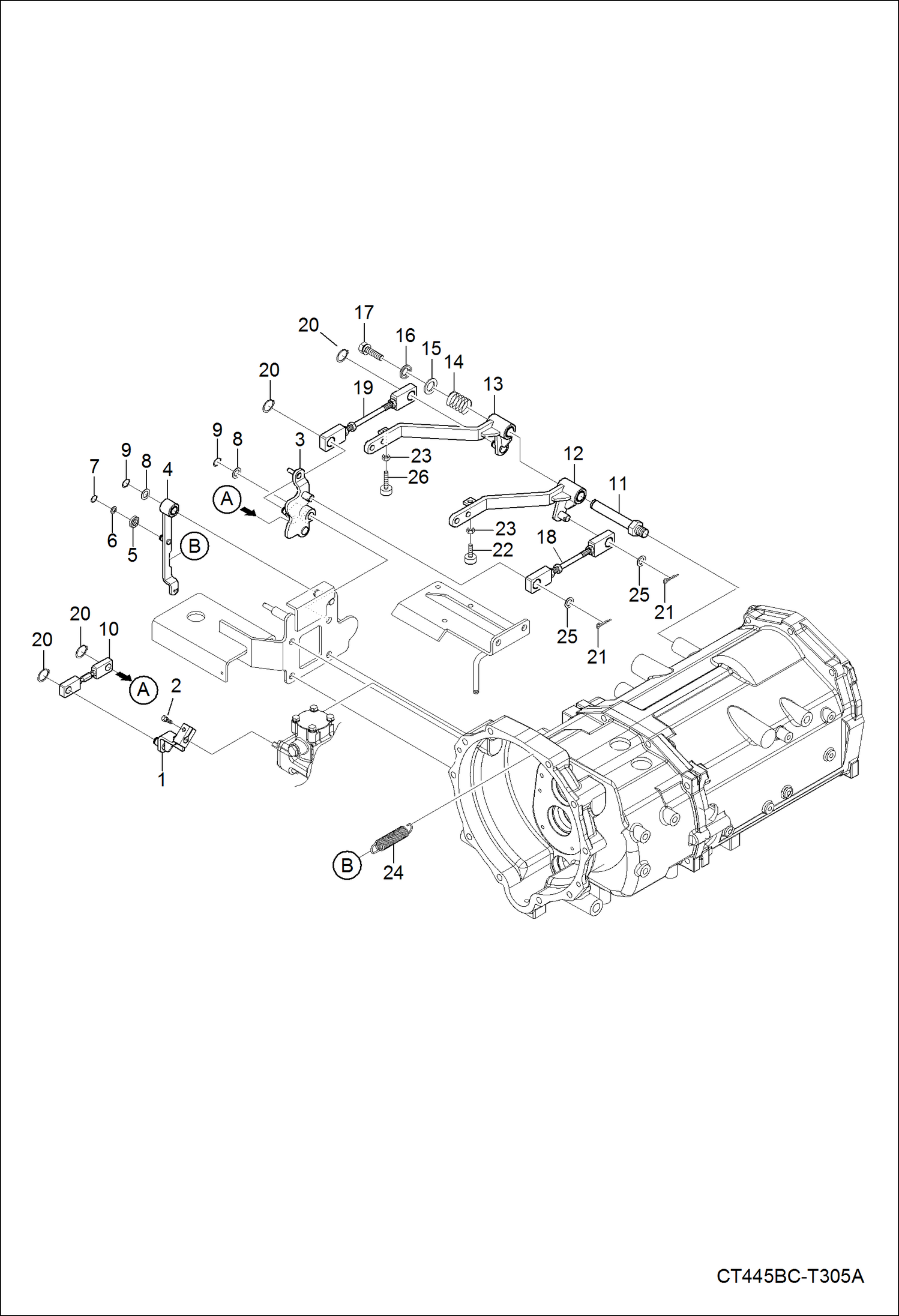 Схема запчастей Bobcat CT335 - HST CONTROL GROUP DRIVE TRAIN