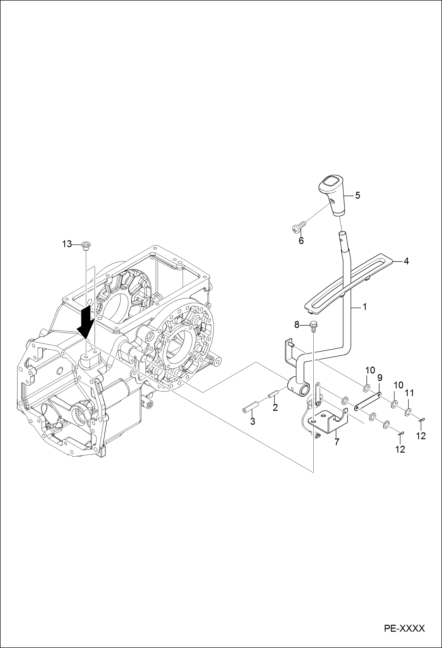 Схема запчастей Bobcat CT335 - RANGE LEVER GROUP DRIVE TRAIN