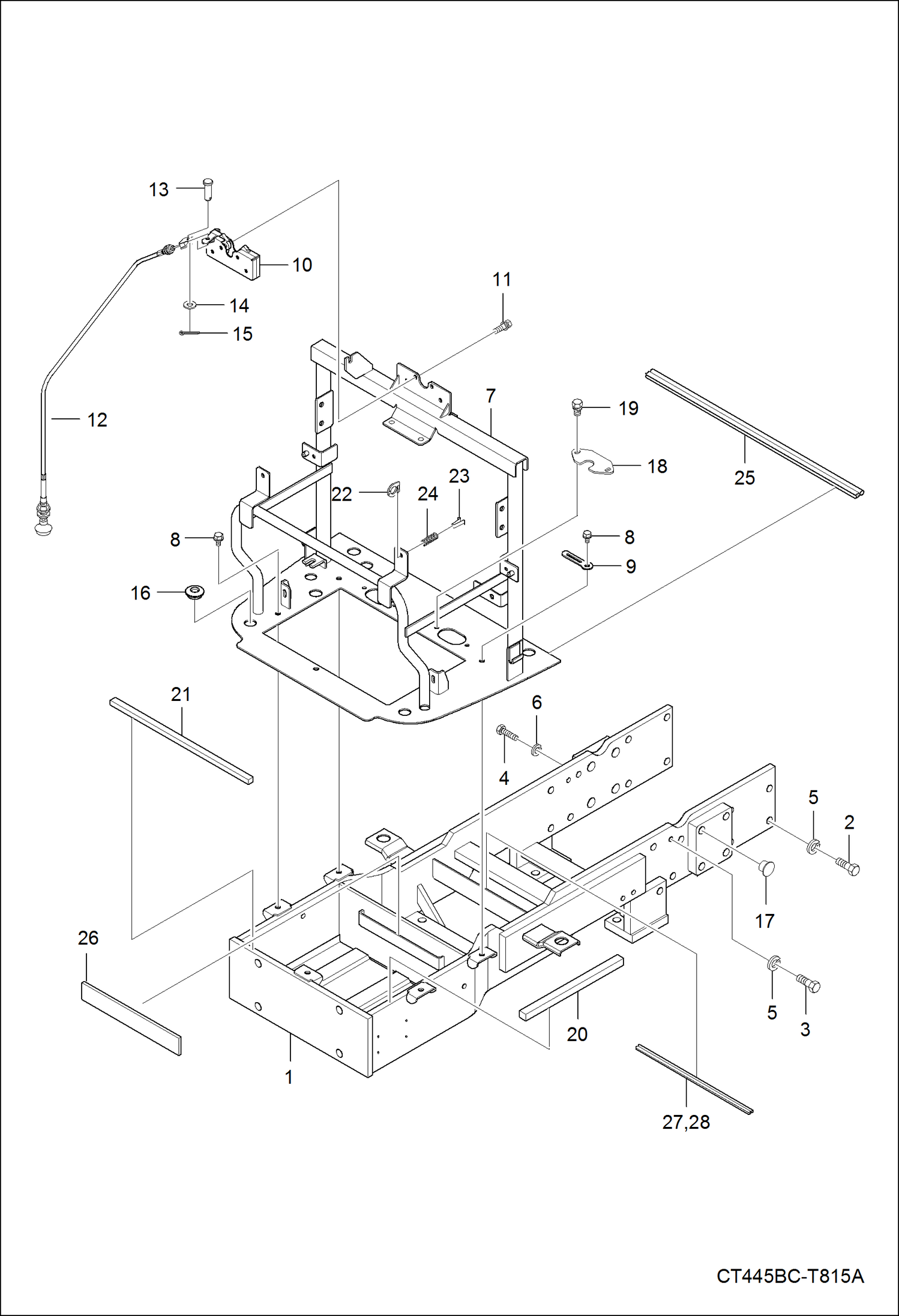 Схема запчастей Bobcat CT440 - FRONT AXLE FRAME GROUP MAIN FRAME