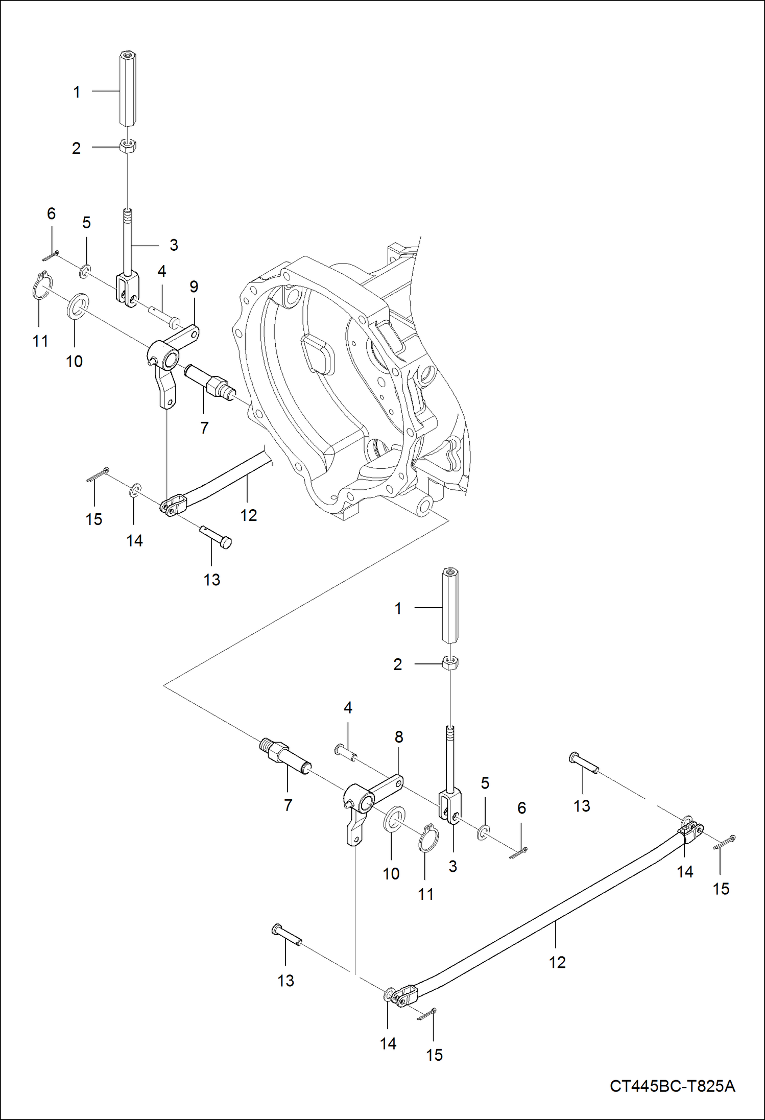 Схема запчастей Bobcat CT335 - BRAKE ROD GROUP MAIN FRAME