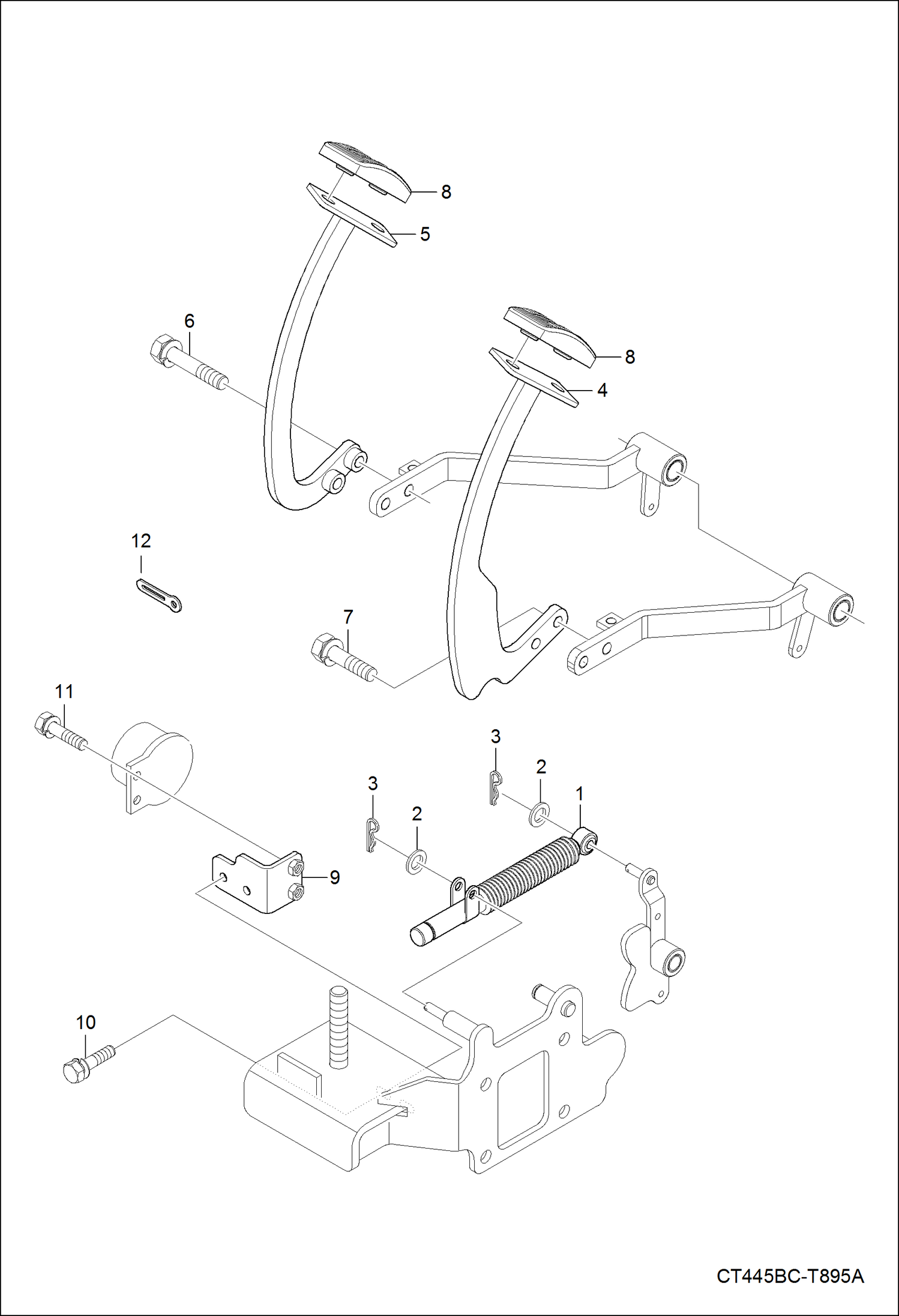 Схема запчастей Bobcat CT335 - HST PEDAL GROUP MAIN FRAME