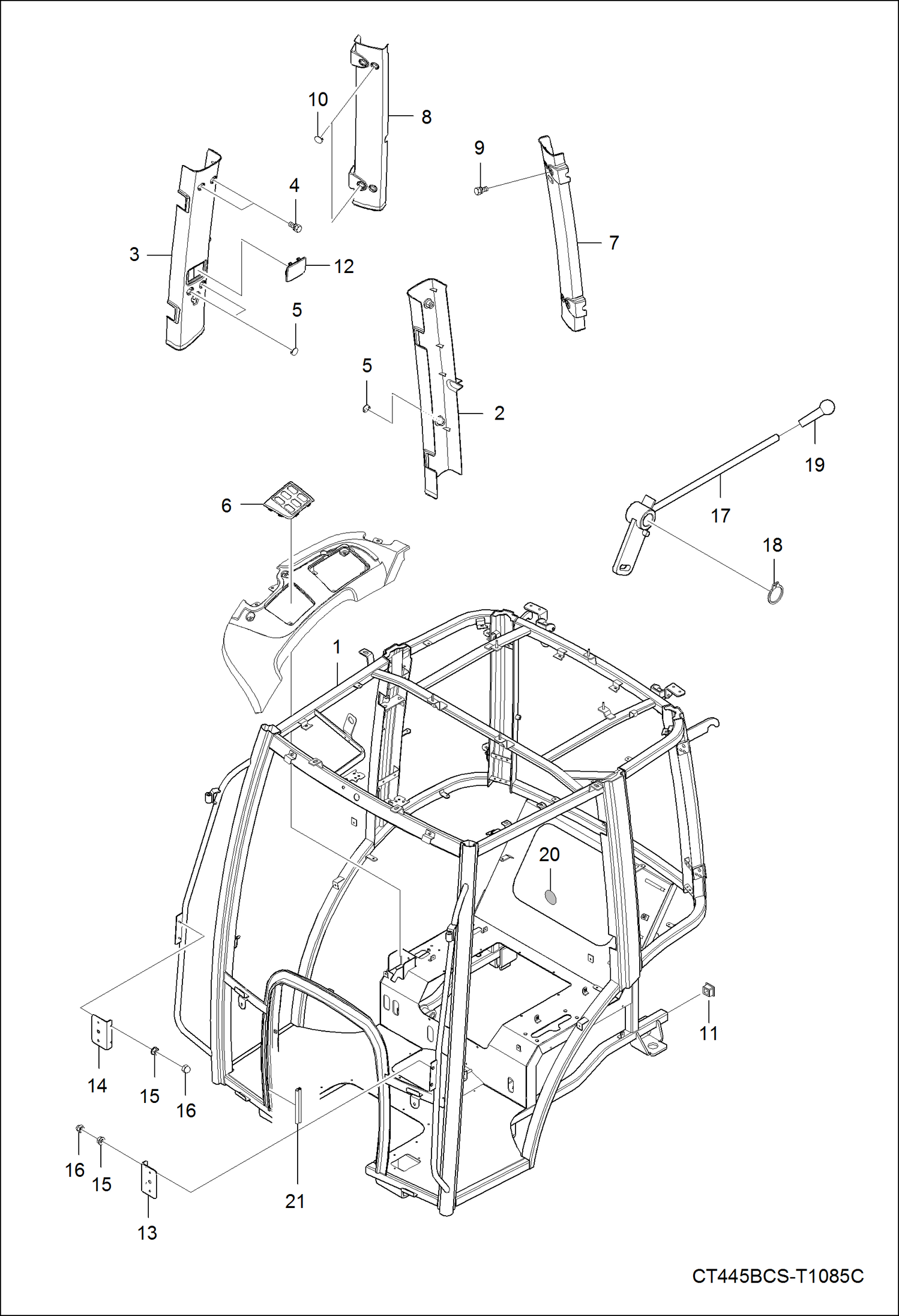 Схема запчастей Bobcat CT335 - OPERATOR CAB MAIN FRAME