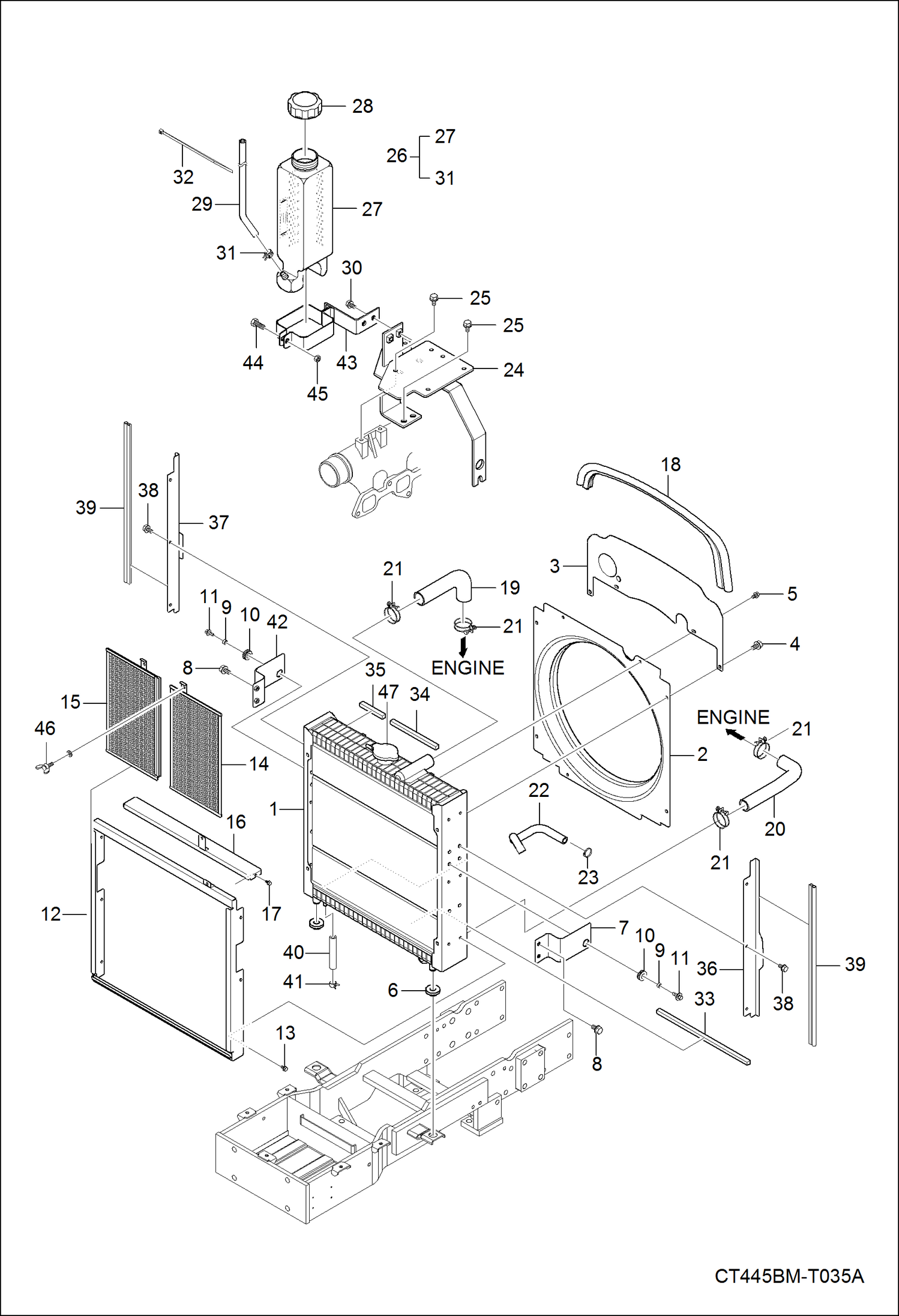 Схема запчастей Bobcat CT445 - RADIATOR GROUP POWER UNIT