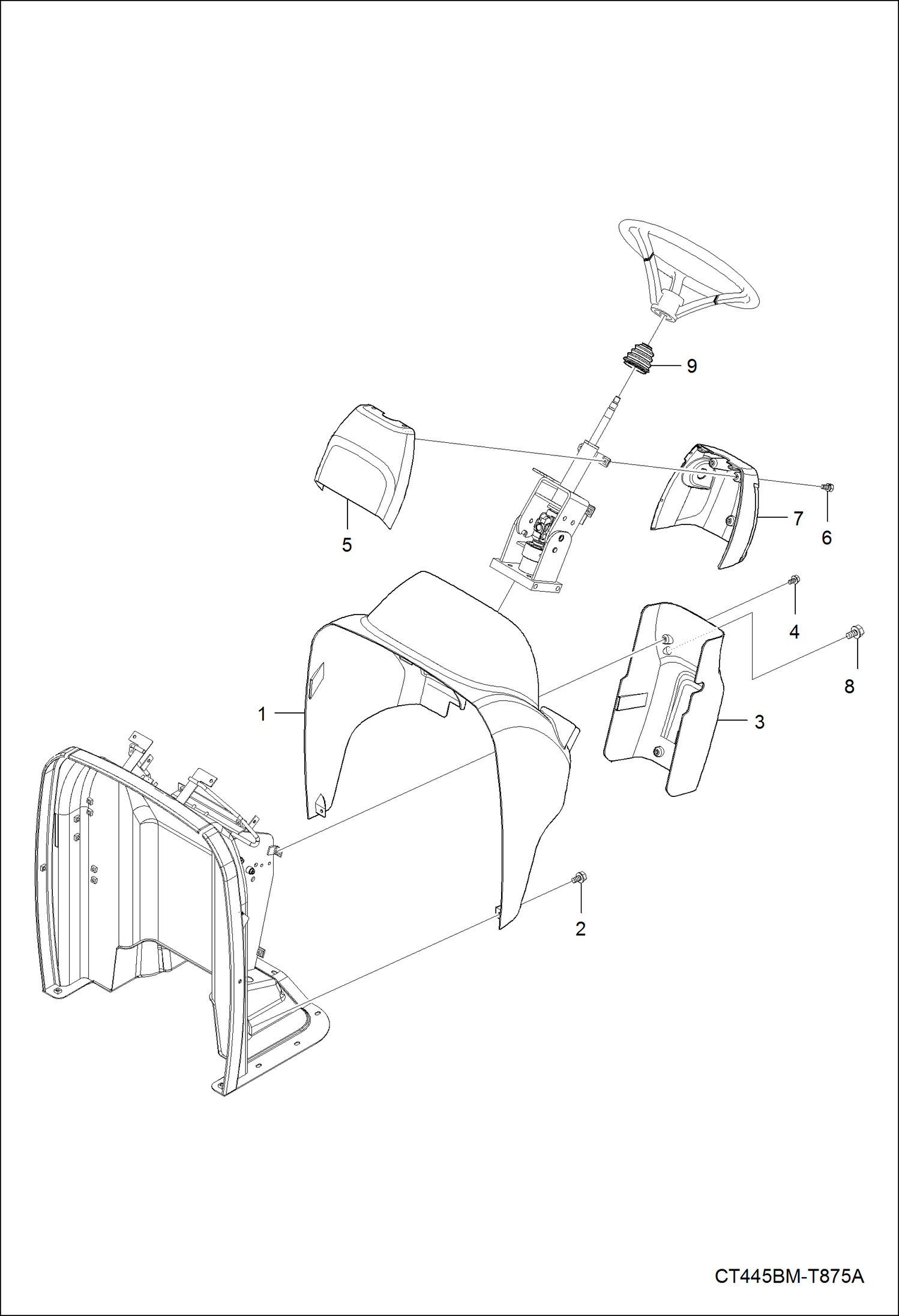 Схема запчастей Bobcat CT335 - INSTRUMENT COVER GROUP MAIN FRAME